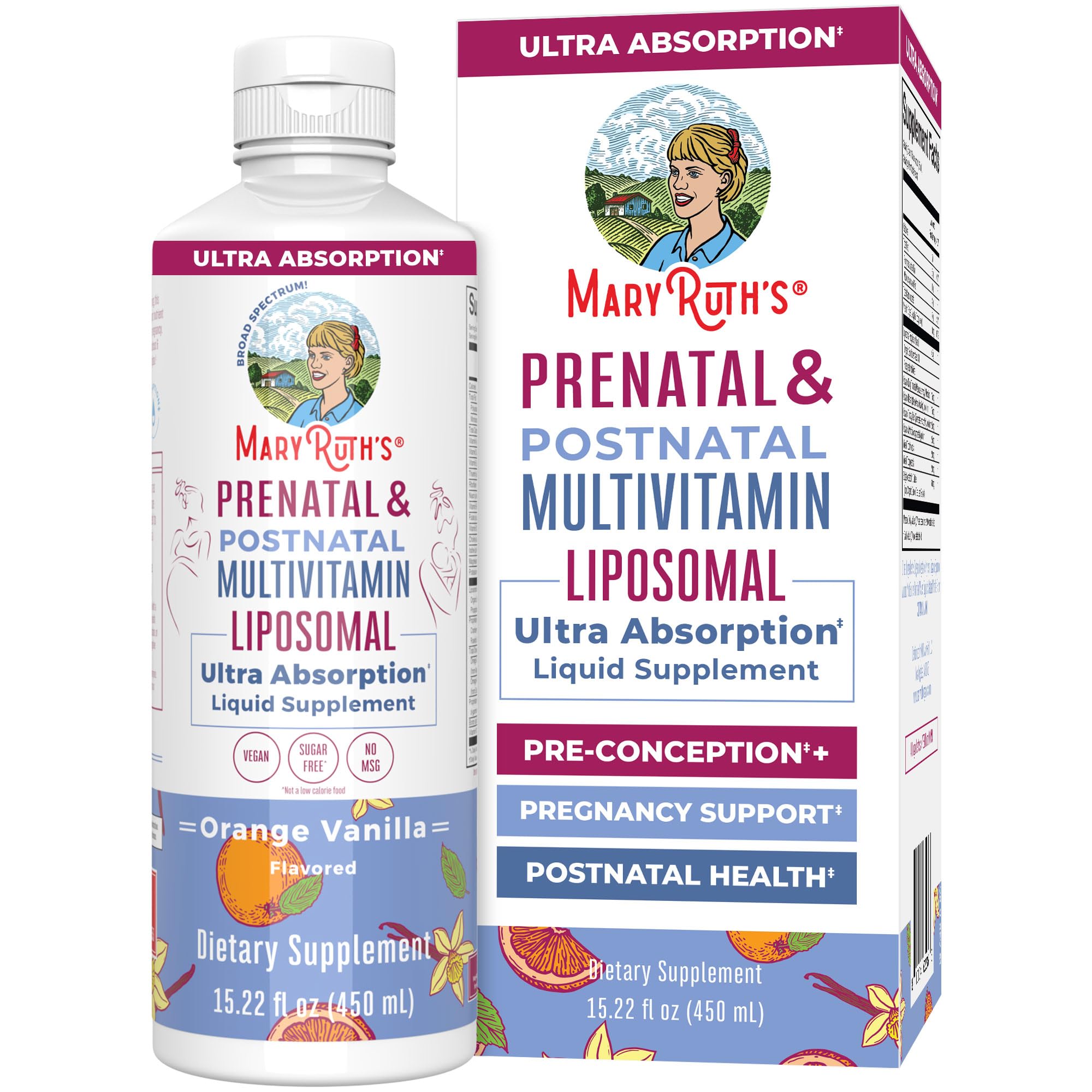 MaryRuth Organics Prenatal & Postnatal Multivitamin for Women | Sugar Free | Formulated for Pre-Conception, Pregnancy & Nursing | Prenatal Vitamins | Vegan | Non-GMO | Gluten Free | 30 Servings MARYRUTH'SUS supplements