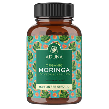 Aduna Organic Moringa Capsules 1500mg | 100% Pure Moringa Leaf for Energy, Immunity & Focus | Natural Plant-Based Food Supplement for Tiredness, Recovery & Breastfeeding | 180 Vegan Capsules AdunaAu supplements