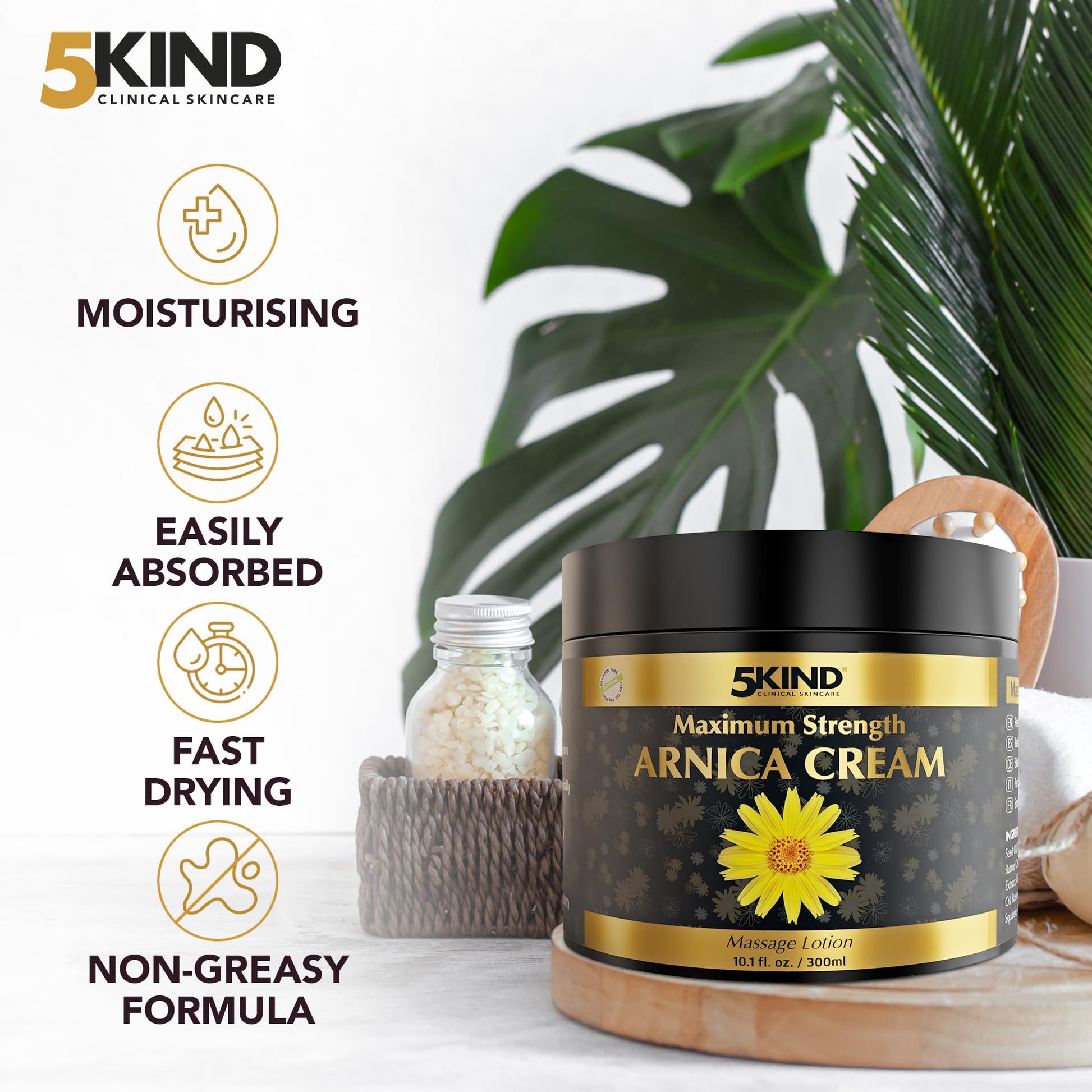 5kind Extra Strong Arnica Cream for Bruising and Swelling 10.1 Fl Oz - Arnica Bruise Cream Extra Strength Fast Healing Thin Skin - High Concentration Arnica Montana Extract for Bruises-Natural Formula 5kind clinical skincareAu supplements