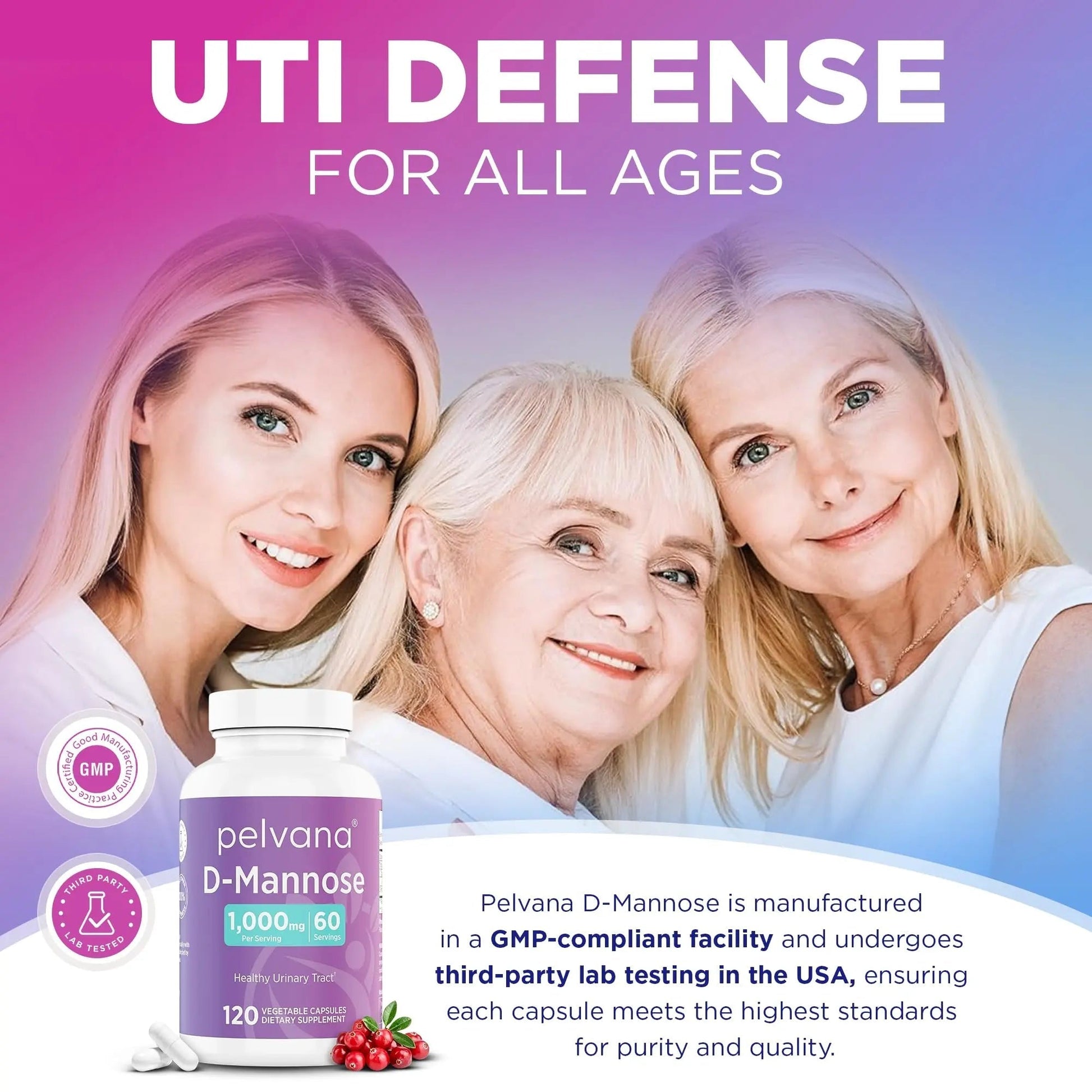 Pelvana D-Mannose 120 Capsules (500mg Each) – 1000mg per Serving – Assists & Maintains Healthy Urinary Tract, Flushes Impurities, Pure Ingredients, Gluten-Free – Third-Party Lab Tested, Made in USA PelvanaAu supplements