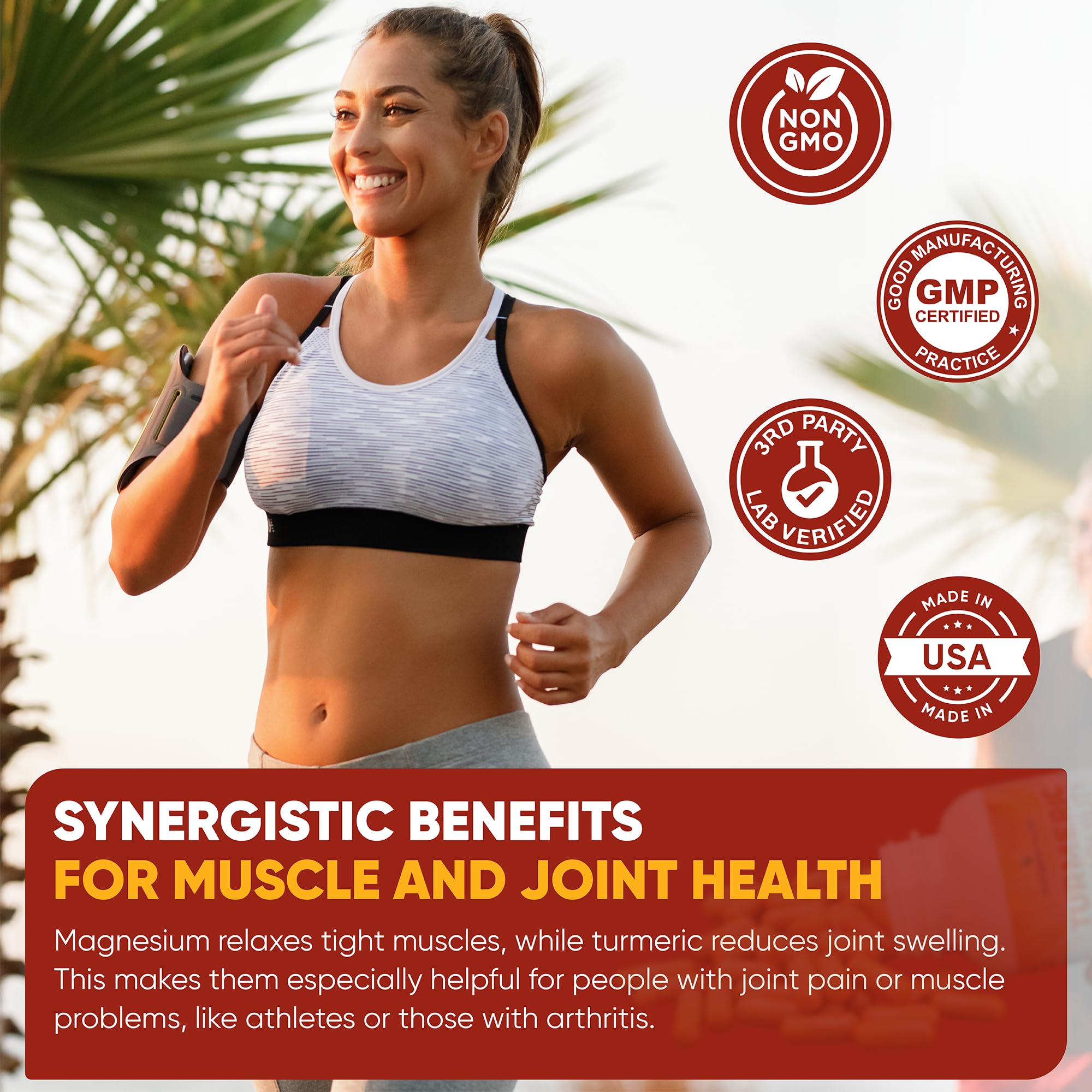 Turmeric Tranquility Turmeric Curcumin & Magnesium Glycinate with BioPerine – Support for Stress Relief, Sleep, Heart Health, Muscles, Metabolism, and Joint Health* - High Absorption - 90 Capsules (1) NutriganixAu supplements