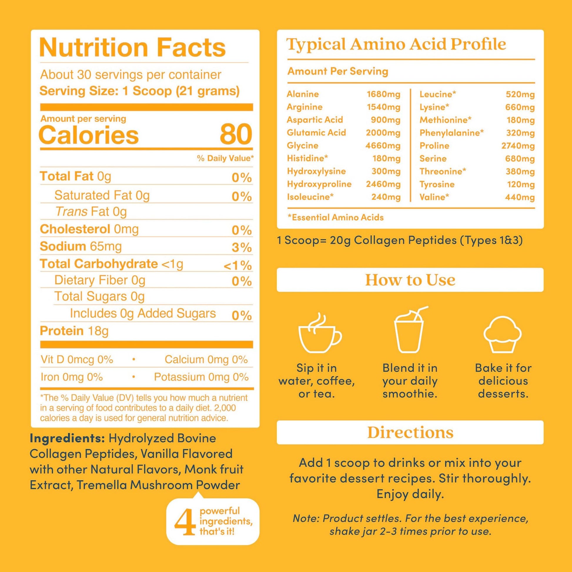 Further Food Vanilla Collagen Peptides Powder with Tremella Mushroom – 100% Grass-Fed, Hydrolyzed Type 1 & 3, 20g of Collagen per Serving, Supports Skin, Hair, Nails & Joints, 22.22 Oz Further FoodAu supplements