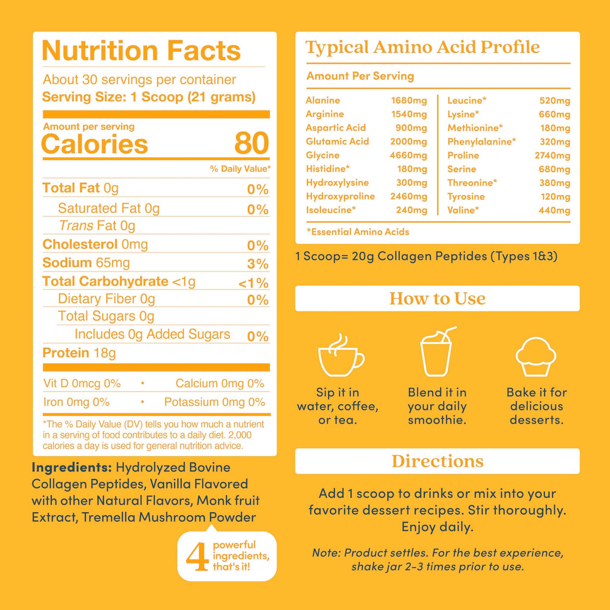 Further Food Vanilla Collagen Peptides Powder with Tremella Mushroom – 100% Grass-Fed, Hydrolyzed Type 1 & 3, 20g of Collagen per Serving, Supports Skin, Hair, Nails & Joints, 22.22 Oz Further FoodAu supplements