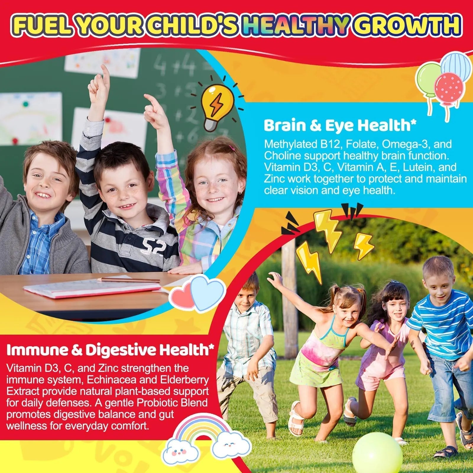 Fajeckma Organic Kids Multivitamin Gummies: Sugar Free Multi Vitamin Gummy with Vitamins D3 Iron Omega Probiotic Elderberry Calcium Zinc Dha FajeckmaAu supplements