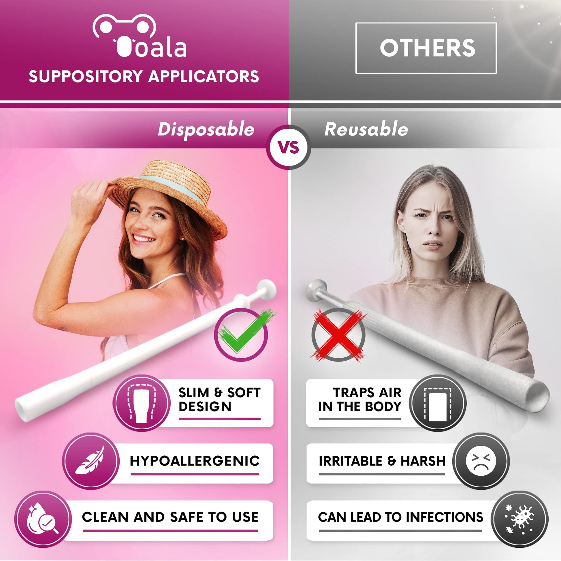 Ooala Disposable Vaginal Suppository Applicators (30-Pack) | Fits Most Brands, Pills, Tablets and Boric Acid OoalaAu supplements