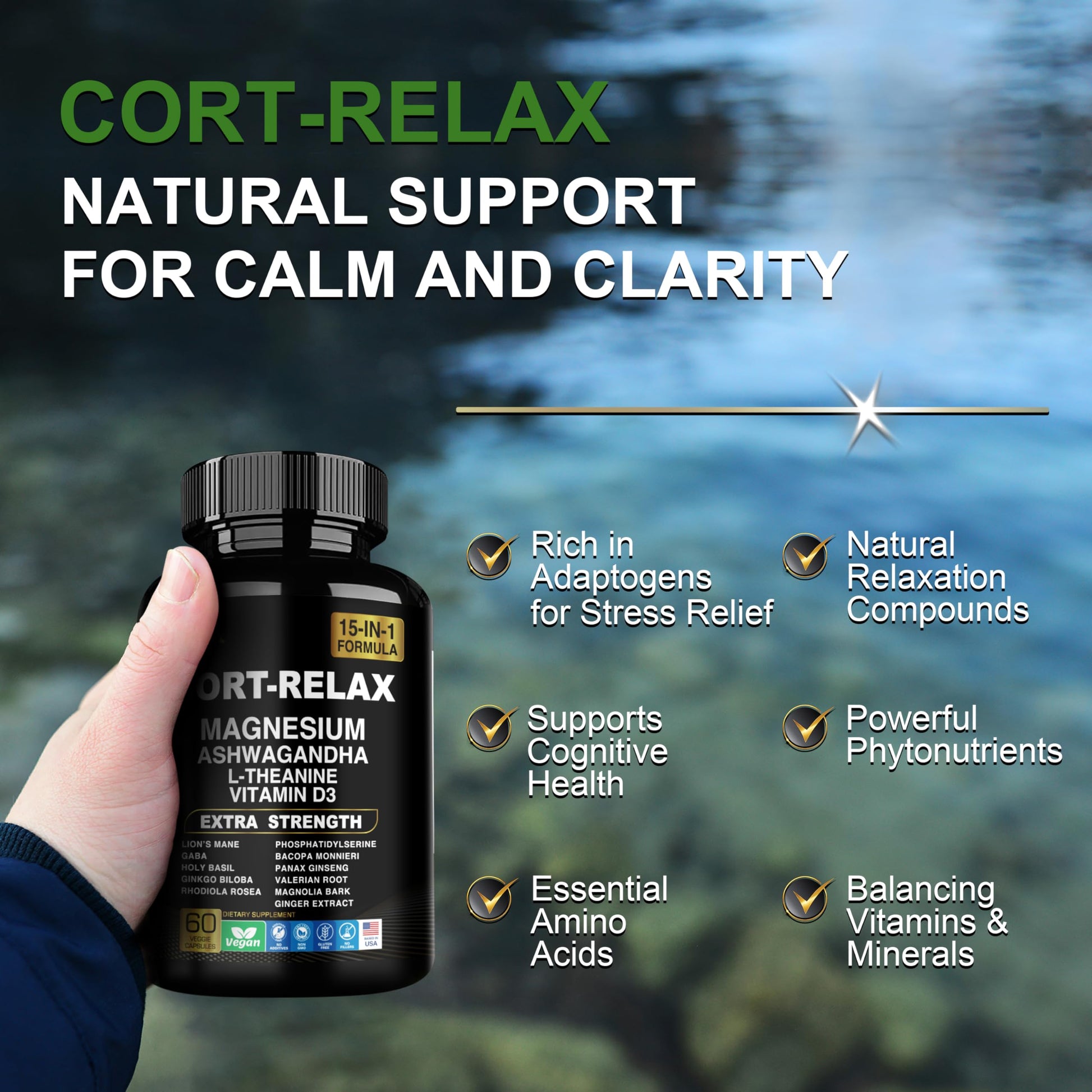 DLNIA Super Calm Cortisol Supplement with Magnesium Glycinate, Ashwagandha KSM-66, L-Theanine, Phosphatidylserine, Ginkgo Biloba & Lions Mane for Calm, Focus, Mental Clarity, Relaxation, Sleep, Energy DLNIAAu supplements