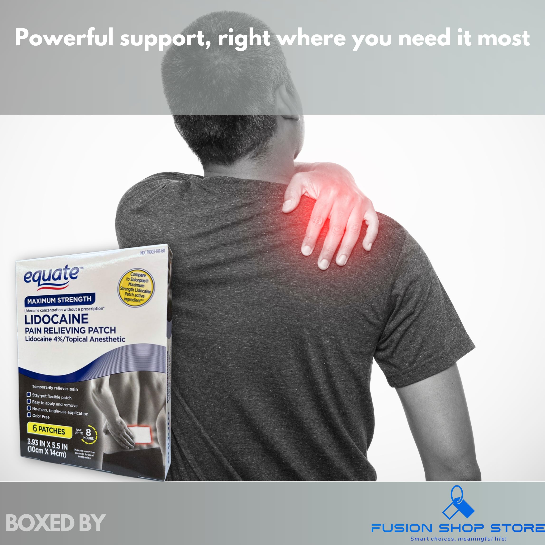 Topical anesthetic 4% Patch- 6 Count (Pack of 1), Boxed By Fusion Shop Store FUSION SHOP STORE Smart choices, meaningful life!Au supplements
