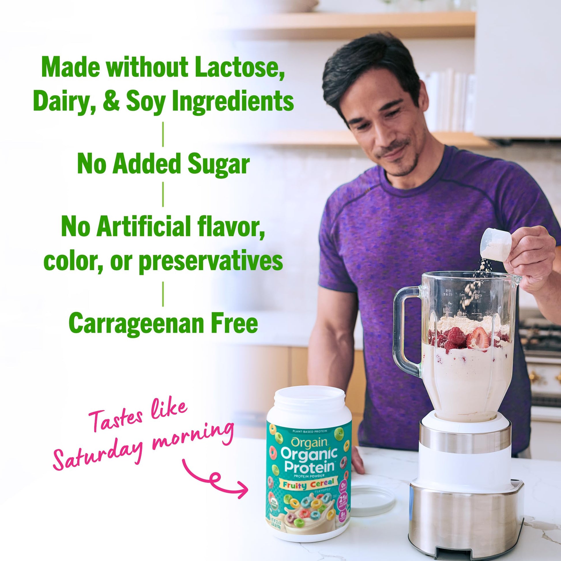 Orgain Organic Vegan Protein Powder, Fruity Cereal - 21g Plant Based Protein, Gluten Free OrgainUS supplements