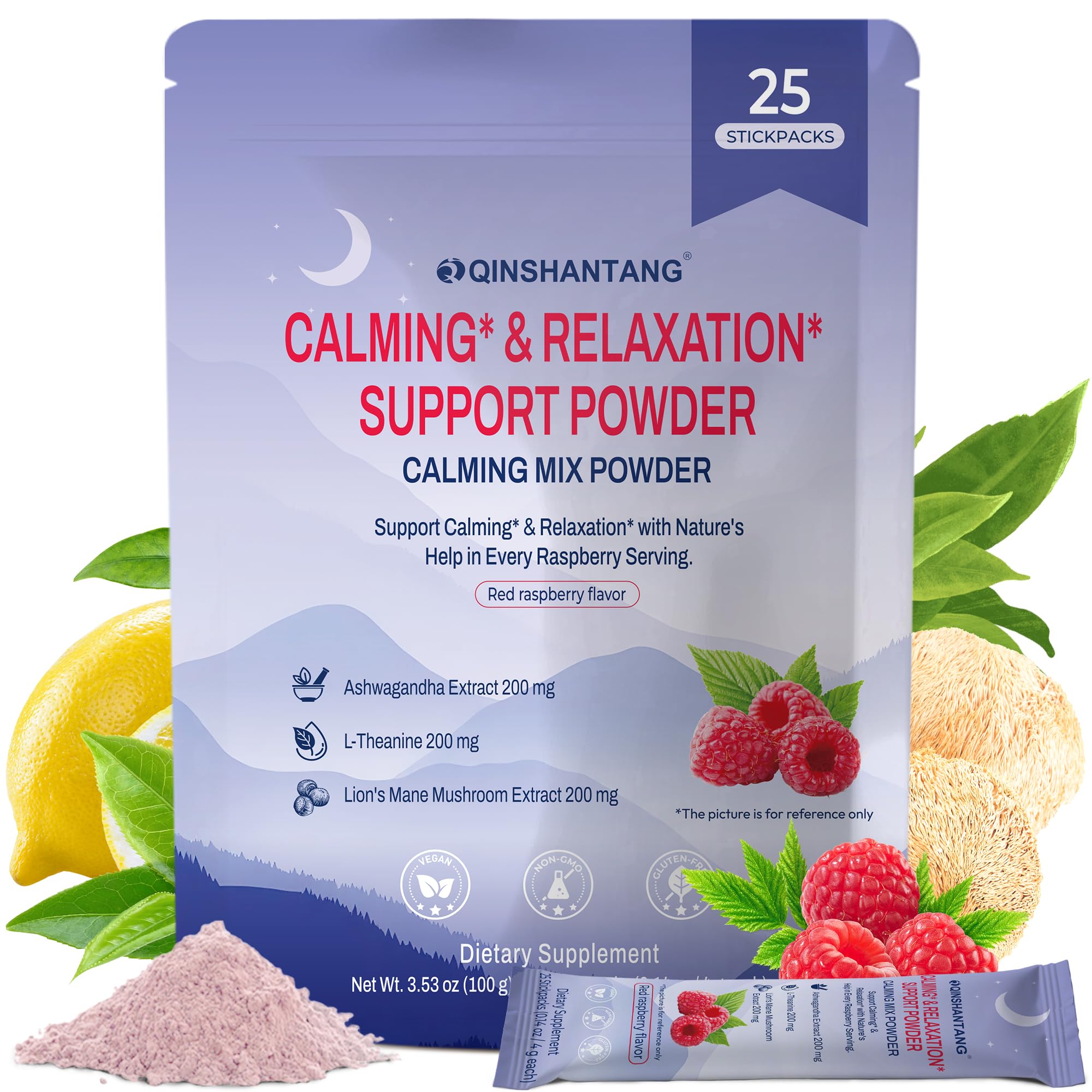 Super Cortisol Drink – Calm Magnesium Powder, L-Theanine, Lion’s Mane & Ashwagandha | Relaxation, Focus & Stress Balance for Women | Sugar-Free, On-The-Go | Red Raspberry Flavor, 25 Servings QIN SHAN TANGAu supplements