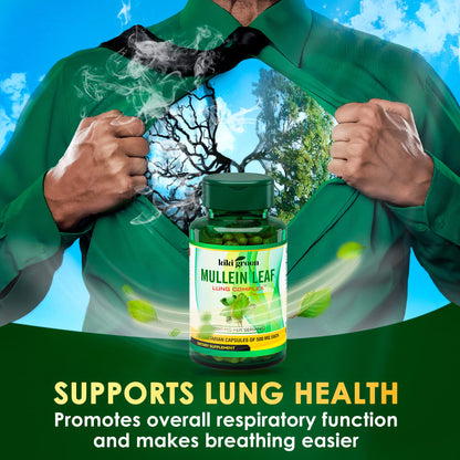KIKI Green Mullein Leaf Extract Capsules - Herbal Respiratory Supplement - for Lung Cleans KIKI GreenUS supplements