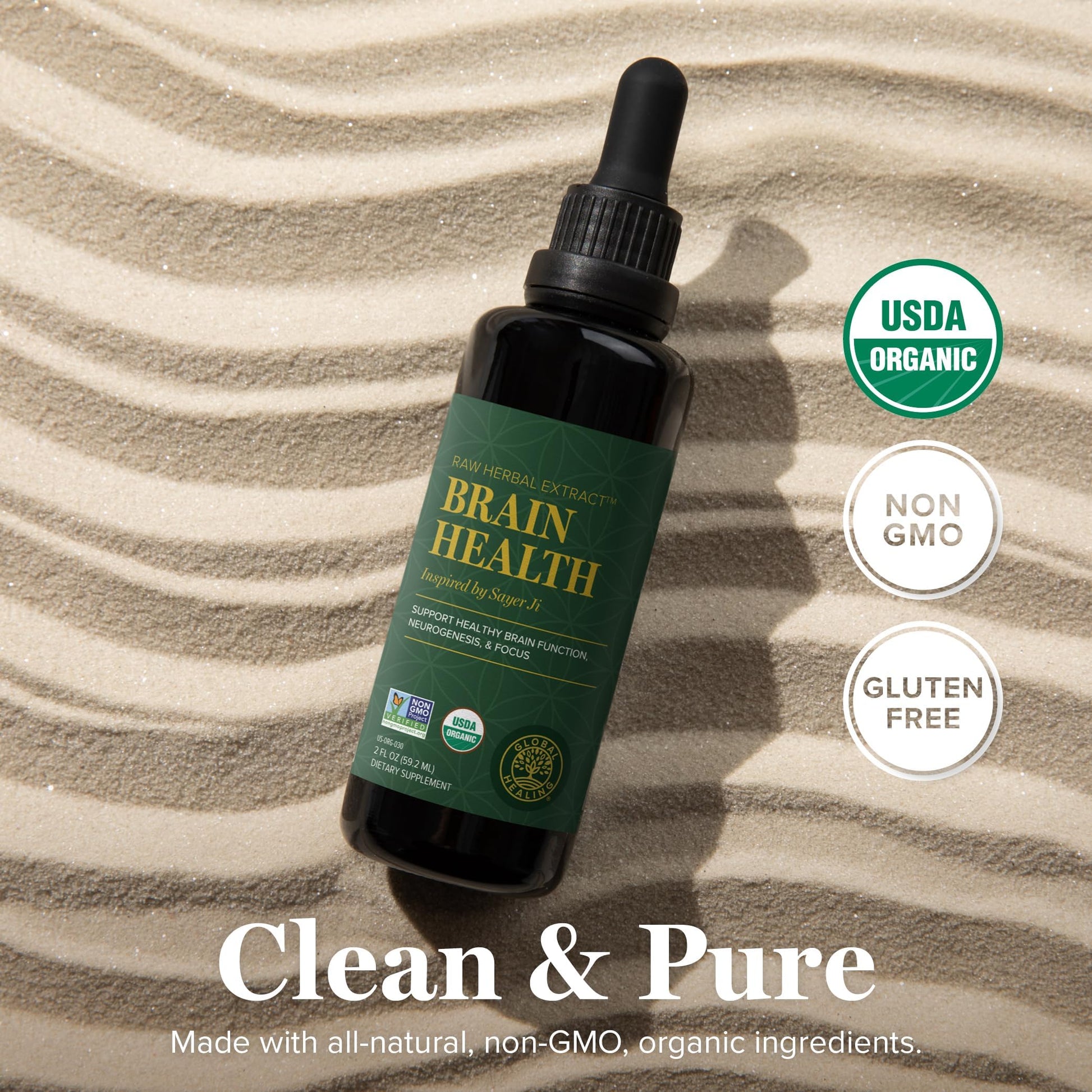 Global Healing Center Brain Health - USDA Organic Brain Supplements for Memory & Focus - Nootropics Supplement to Combat Mental Fog, Advanced Focus Factor for Adults Extra Strength - 2 Fl Oz Global Healing CenterAu supplements