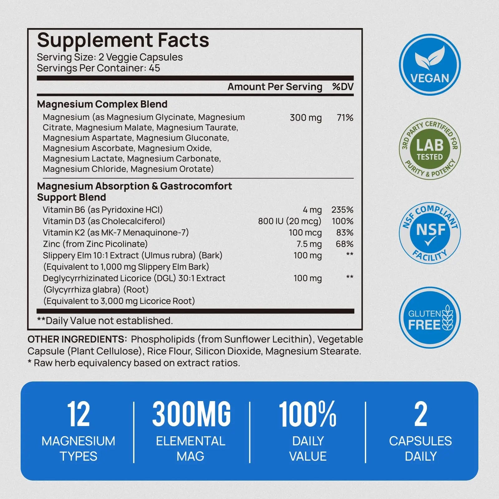 18 in 1 Magnesium Complex for Women and Men | Liposomal Magnesium Supplement with Glycinate, Citrate, Malate, Taurate, D3 & K2 | High Absorption for Muscle, Sleep, Bone, Nerve Support | 90 Capsules Selerbnz supplements