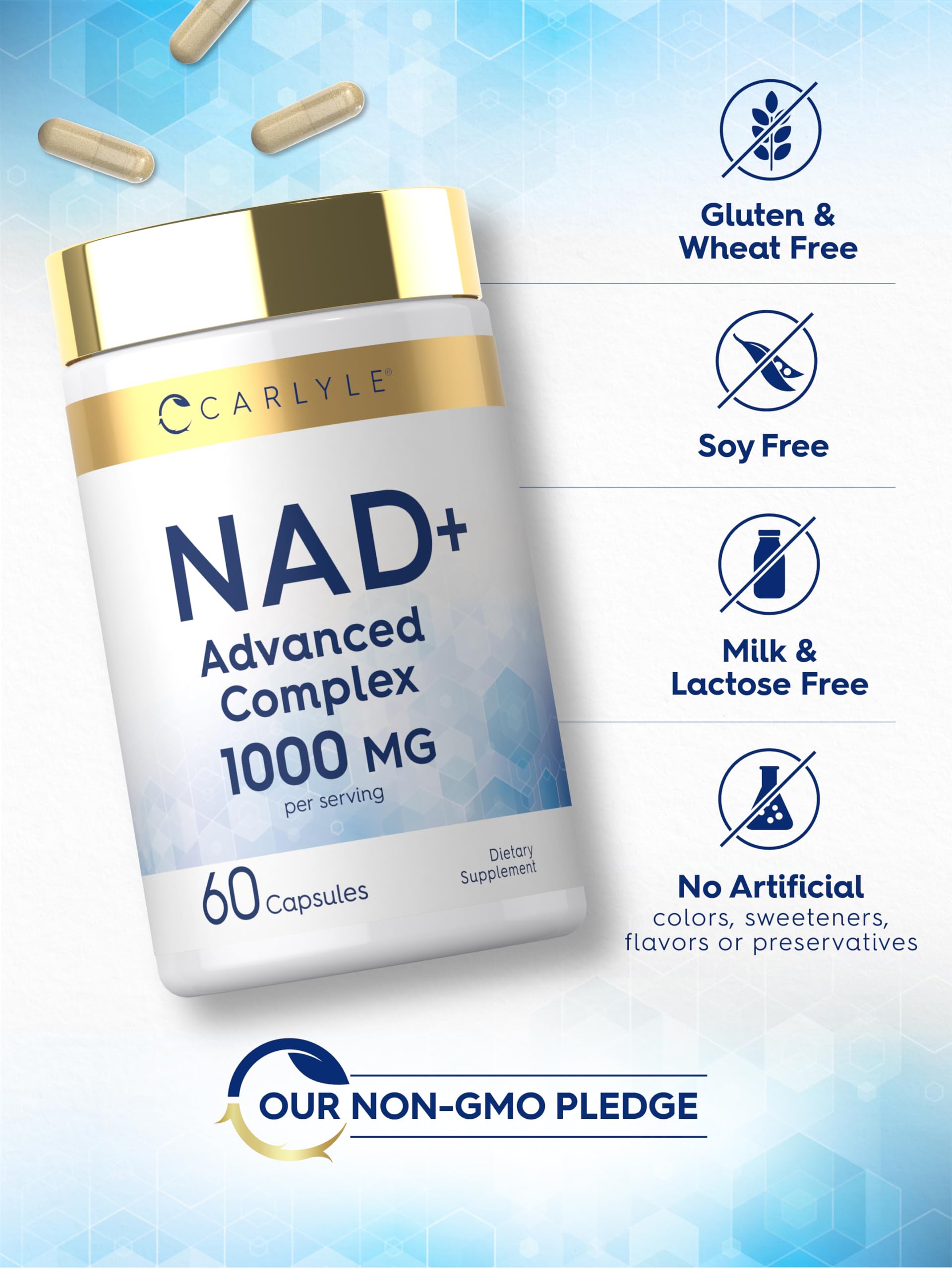 Carlyle NAD+ Supplement 1000 mg | 60 Capsules | with Resveratrol and Collagen | Advanced Complex for Women and Men | Non-GMO & Gluten Free CarlyleAu supplements