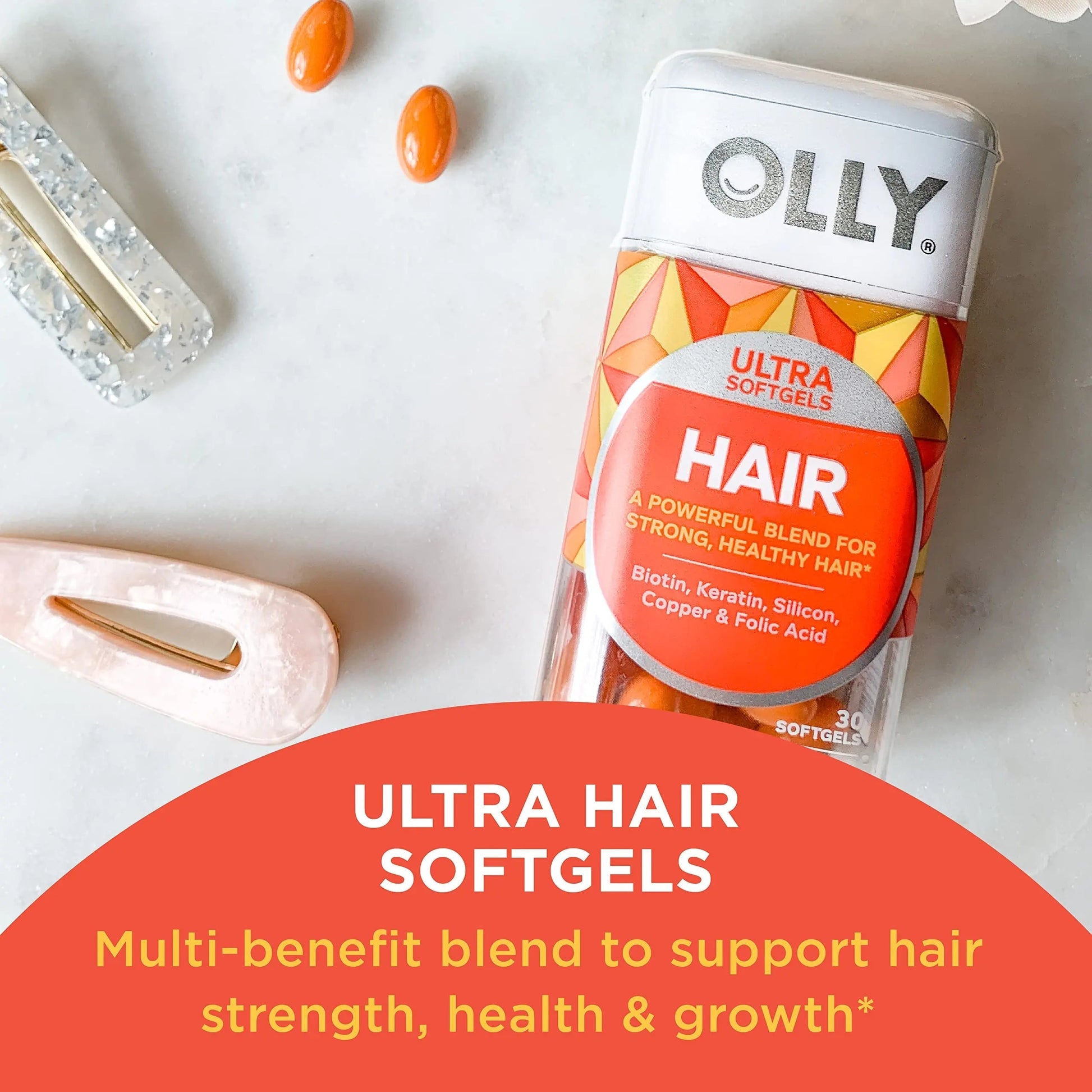 OLLY Ultra Women's Multi Softgels & Ultra Strength Hair Softgels, Supports Hair Health, Biotin, Keratin, Vitamin D, B12, Hair Supplement, 30 Day Supply - 30 Count OLLYAu supplements
