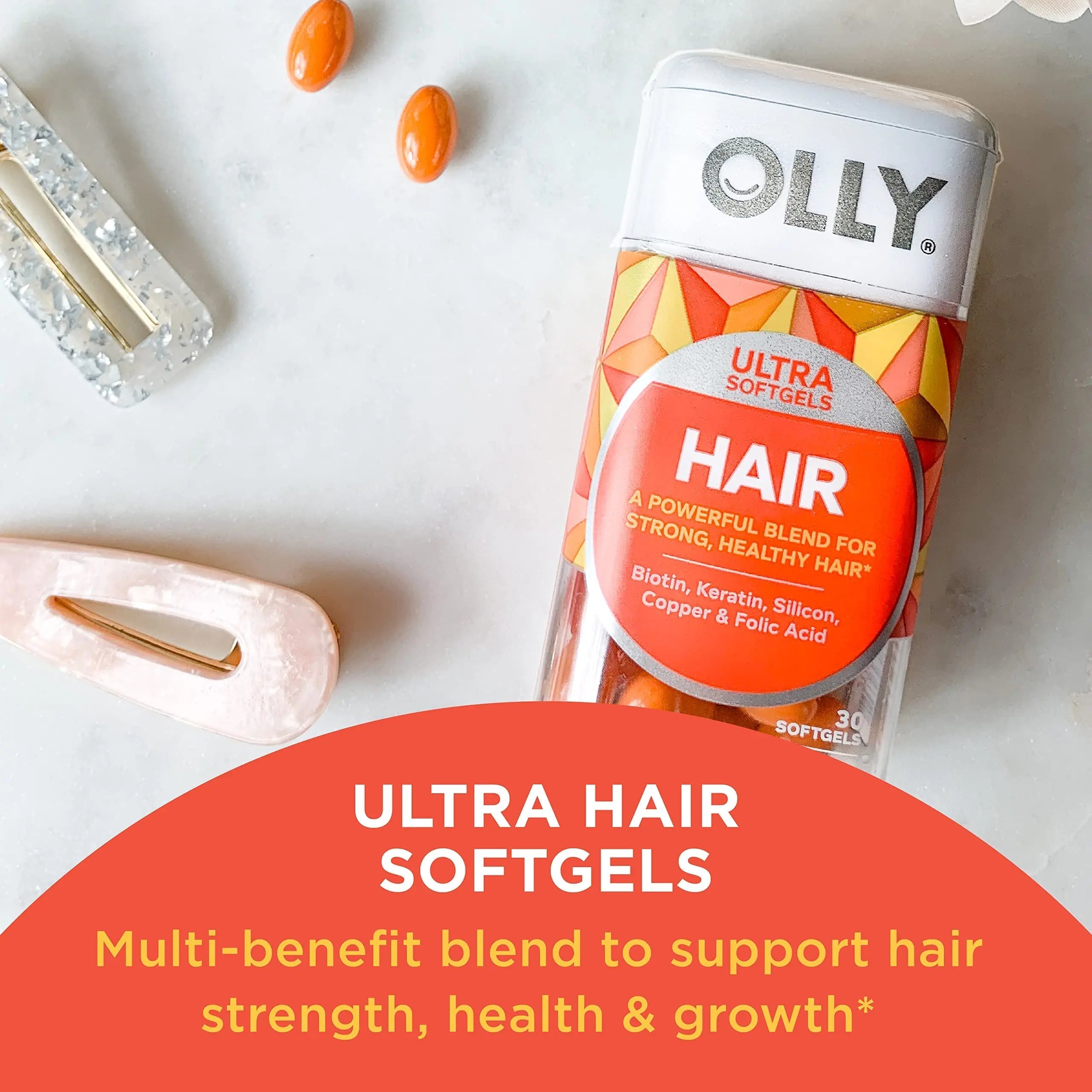 OLLY Ultra Women's Multi Softgels & Ultra Strength Hair Softgels, Supports Hair Health, Biotin, Keratin, Vitamin D, B12, Hair Supplement, 30 Day Supply - 30 Count OLLYAu supplements