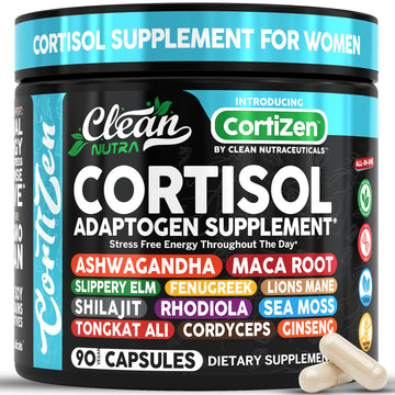 Clean Nutra Cortisol Supplements For Women | Maca Root Ashwagandha Cortisol Detox Manager Reducer + Slippery Elm Fenugreek Lions Mane Shilajit Rhodiola Sea Moss Tongkat Ali Cordyceps Ginseng Beet Root Clean NutraceuticalsAu supplements