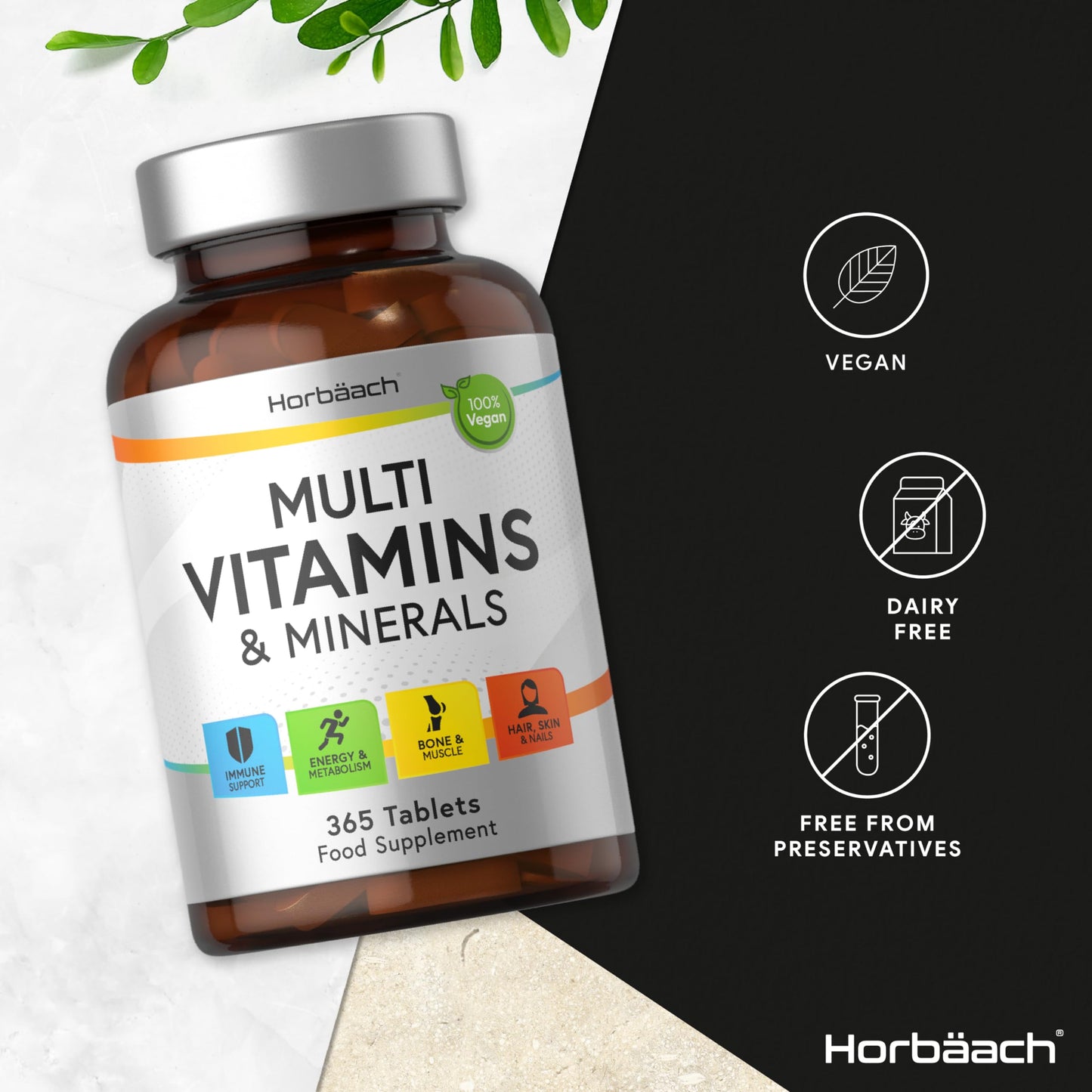 Multivitamin Tablets for Men and Women | 365 Count | with 24 Essential Nutrients HorbäachUS supplements