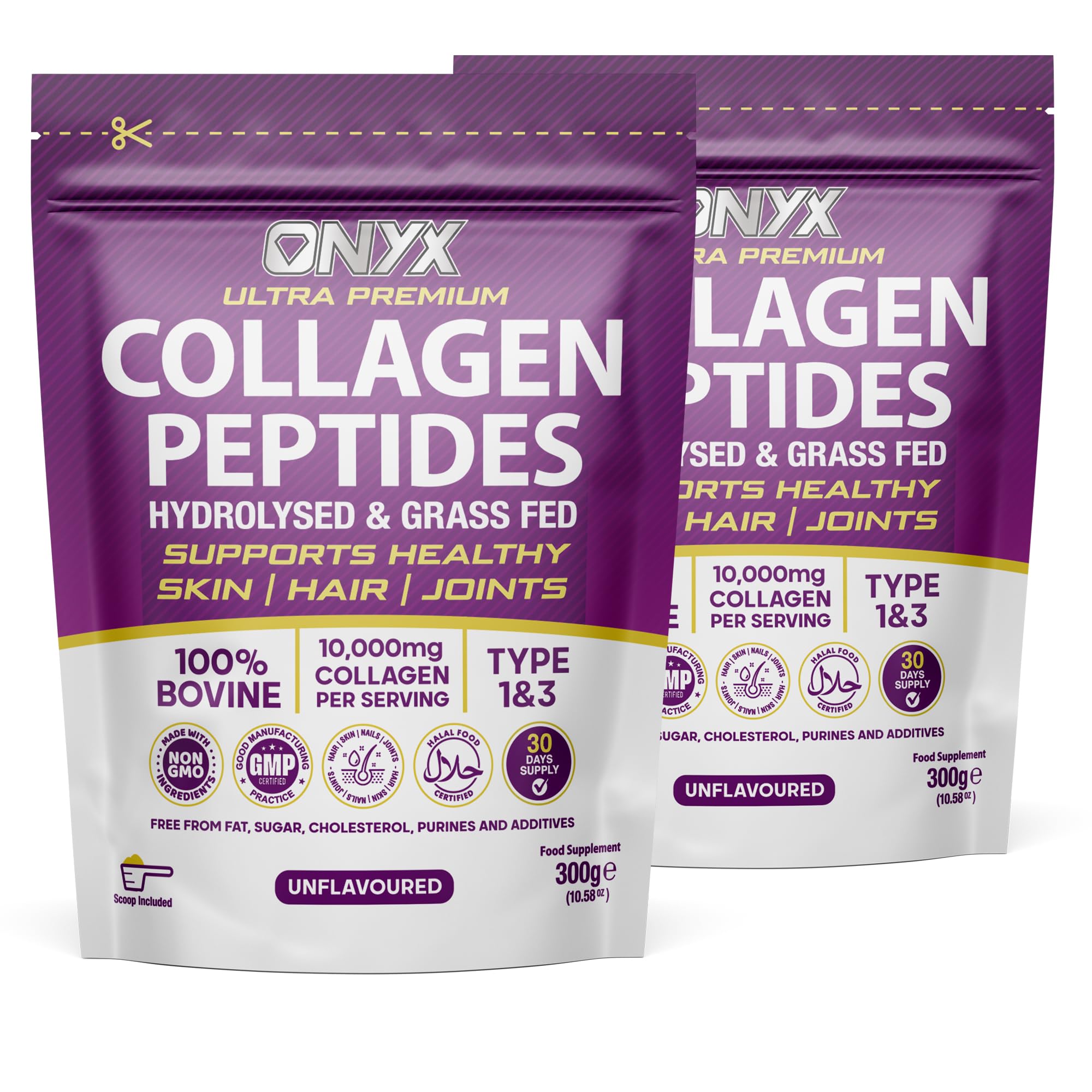 Collagen Powder 600g - 60 Servings - Collagen Peptides Supplement with High ONYX INGREDIENTS 101Au supplements