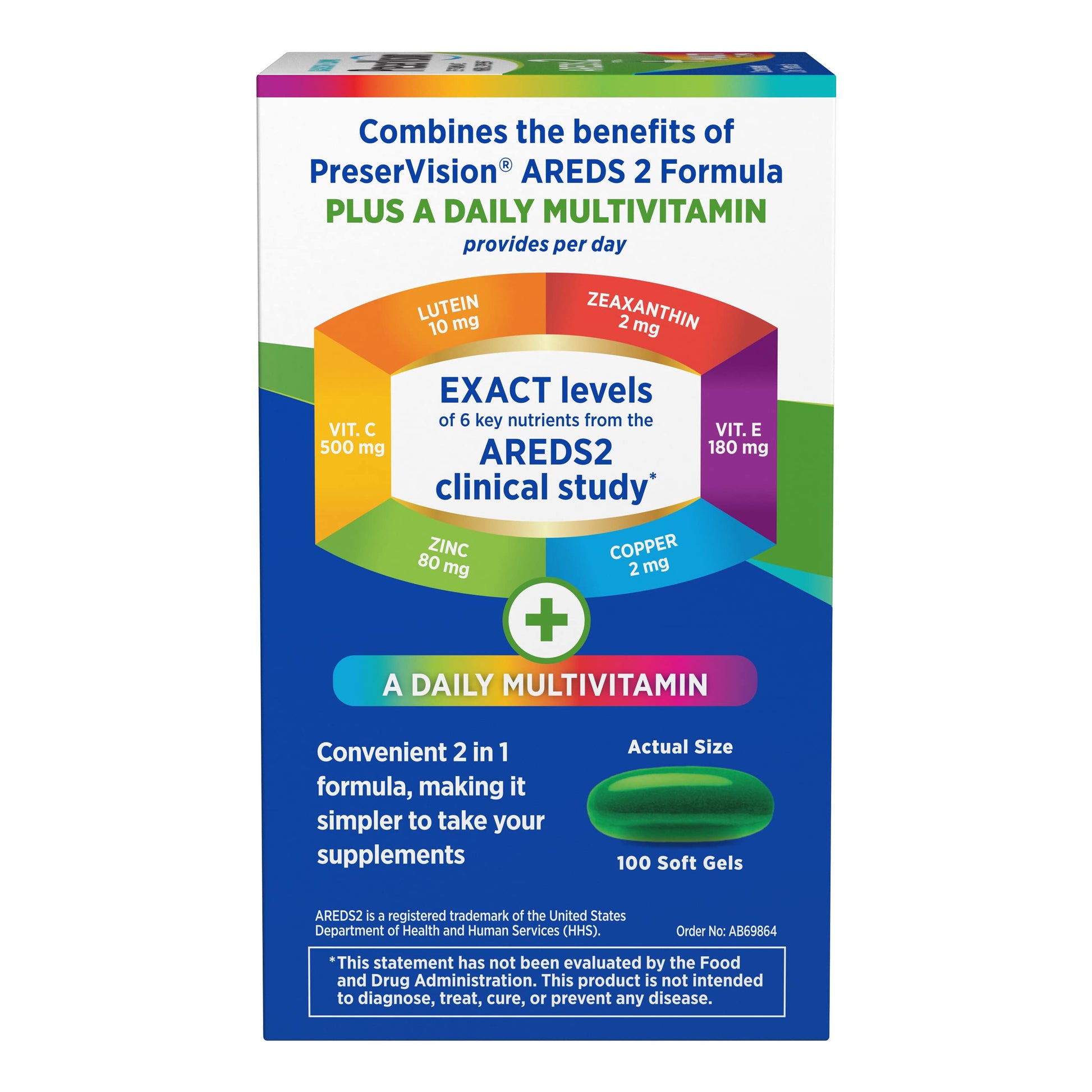 PreserVision AREDS 2 + Multivitamin, #1 Eye Doctor Recommended Brand, 2-in-1 Eye Vitamin with Lutein, Zeaxanthin, Zinc, and Vitamin C, D & E, 100 Softgels PreserVisionAu supplements