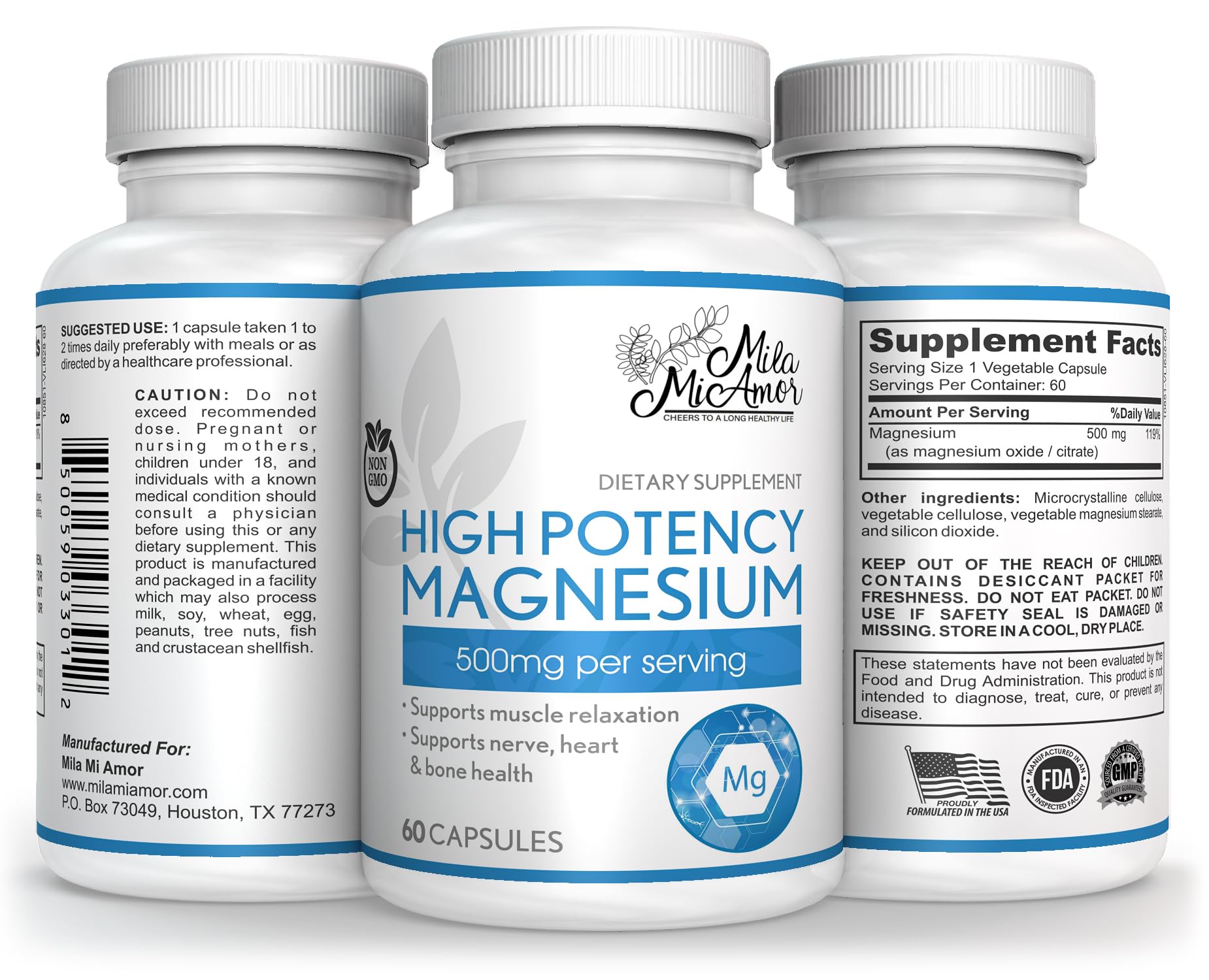 Milamiamor High Potency Magnesium | Whole Body Support | Heart, Nerve and Bone MilamiamorUS supplements