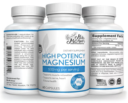 Milamiamor High Potency Magnesium | Whole Body Support | Heart, Nerve and Bone MilamiamorUS supplements