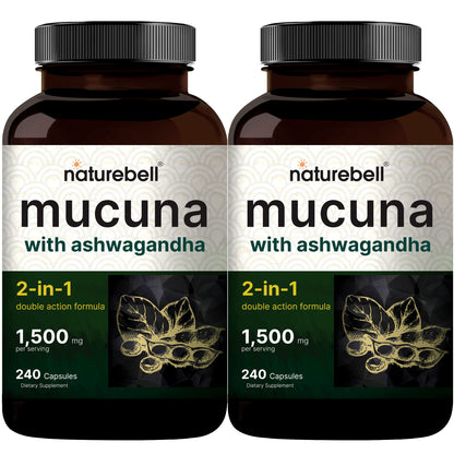 2 Pack NatureBell Mucuna Pruriens Capsules, 1500mg Per Serving, Made with Mucuna NatureBellUS supplements