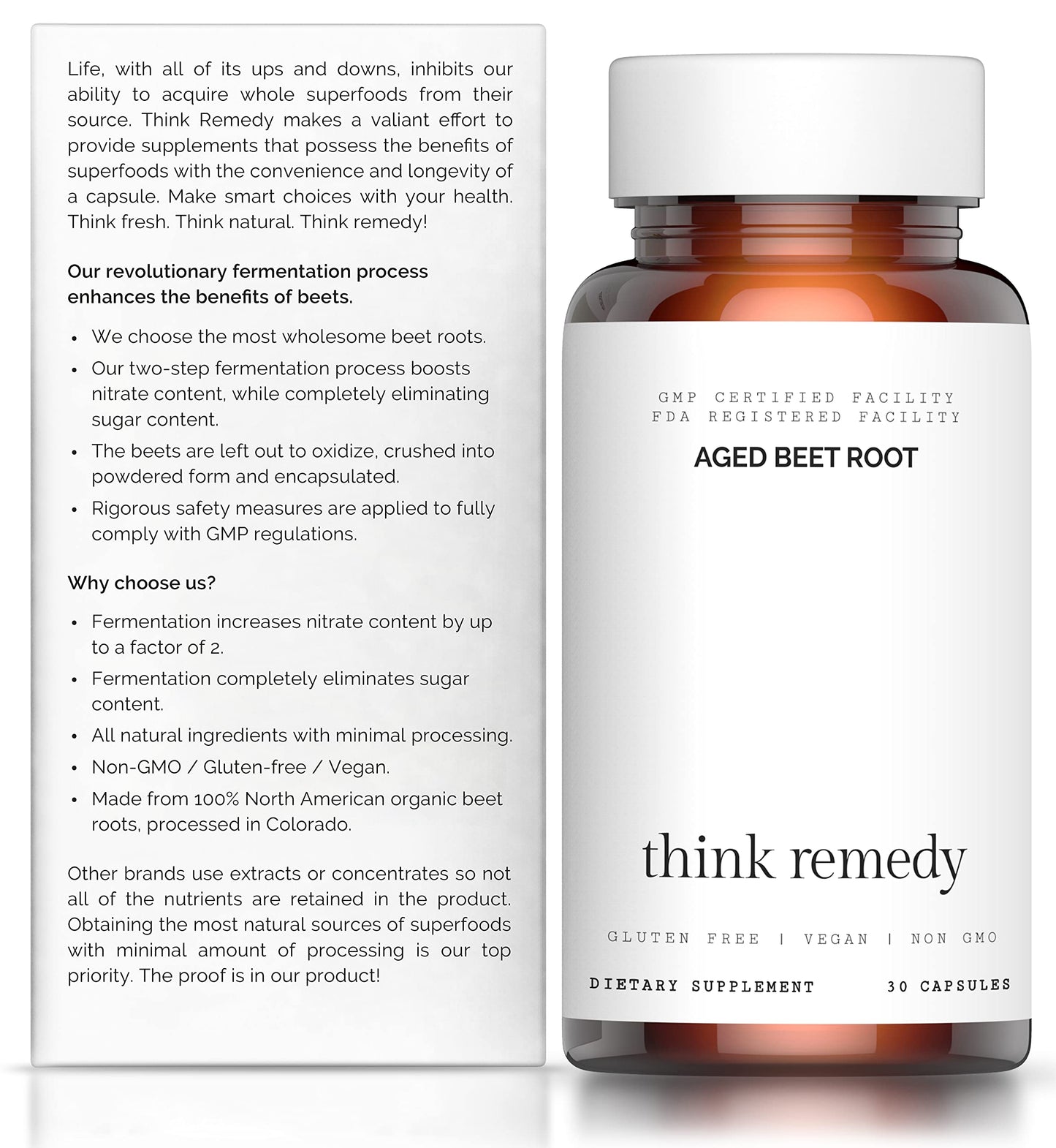 Think Remedy Aged Beet Root Capsules - Beet Pills for Stamina - Organic Beet Root Powder Think RemedyUS supplements