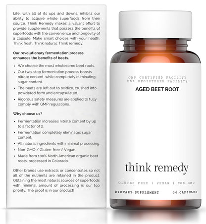 Think Remedy Aged Beet Root Capsules - Beet Pills for Stamina - Organic Beet Root Powder Think RemedyUS supplements