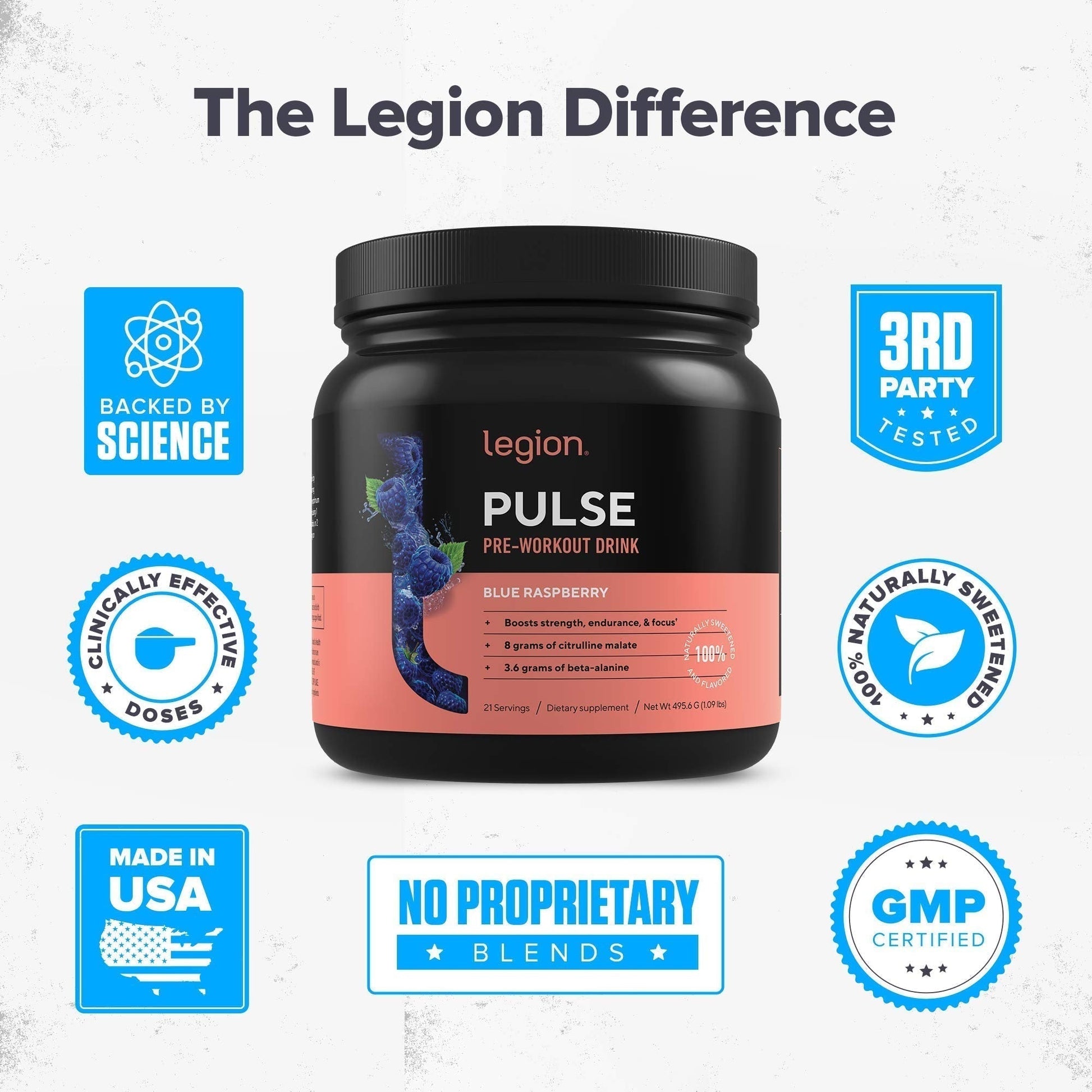 LEGION Pulse Pre Workout Supplement - All Natural Nitric Oxide Preworkout Drink LEGIONAu supplements