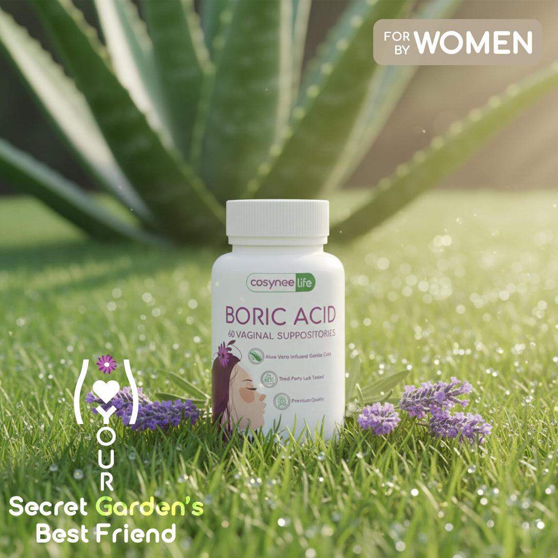 cosynee Boric Acid Capsules for Women with Aloe Vera – 60 Capsules, 650mg Each – Feminine Hygiene Support cosyneeUS supplements