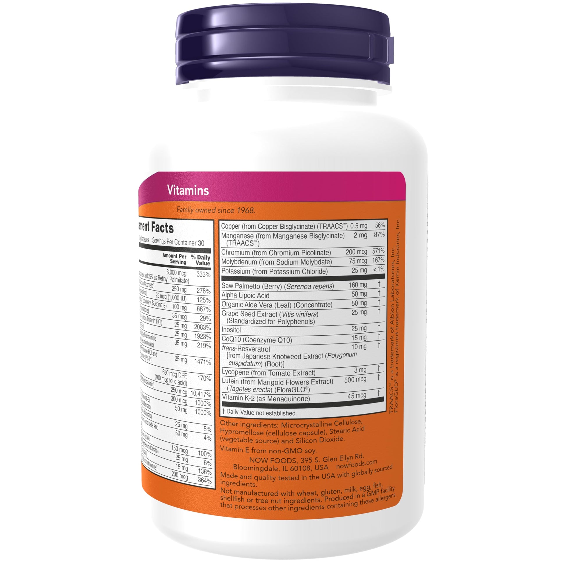 NOW Foods Supplements, ADAM™ Men's Multivitamin with Saw Palmetto, Lycopene, Alpha Lipoic Acid and CoQ10 NOW FoodsAu supplements