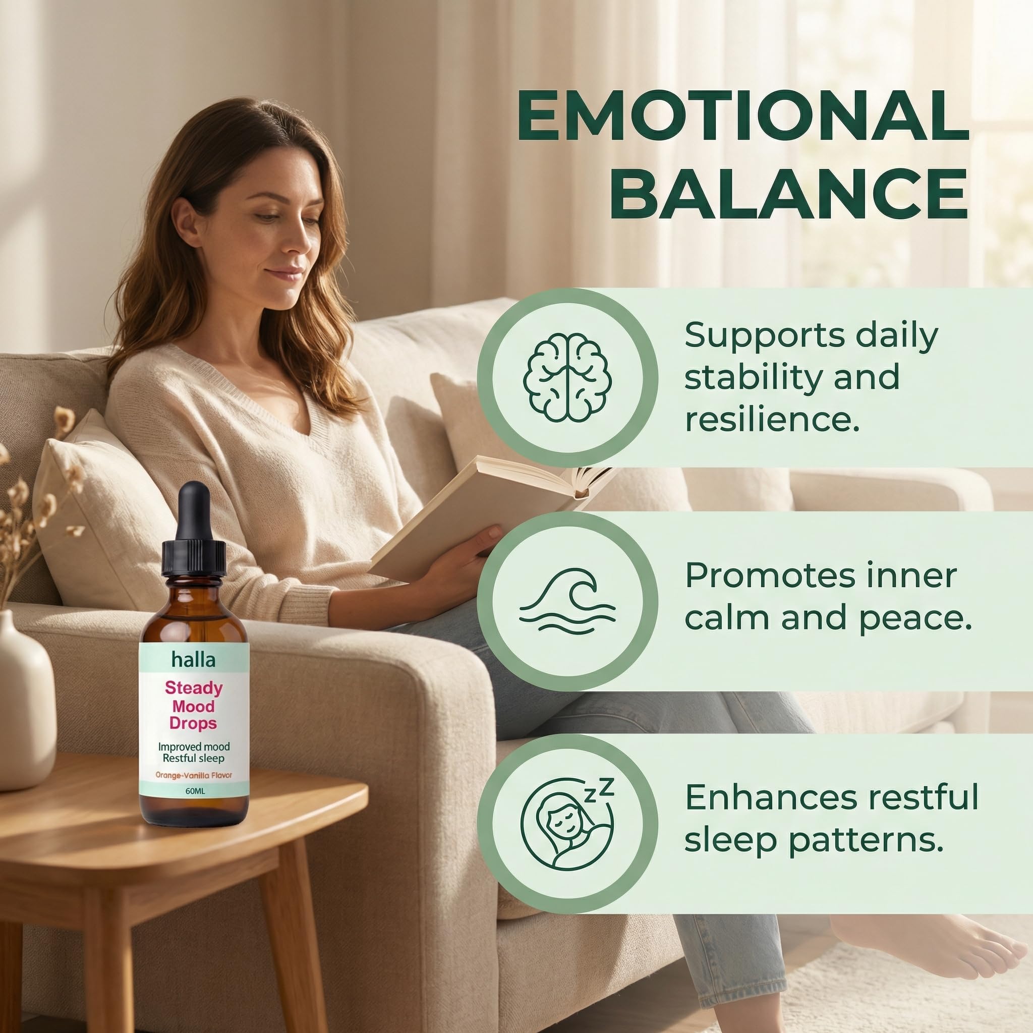 Halla Steady Mood Drops, with Saffron Extract – Fast Absorption Cognitive & Emotional Balance Supplement – Advanced Brain Nutrient Blend – Orange Vanilla Flavor, 2 fl oz DFTLUUEAu supplements