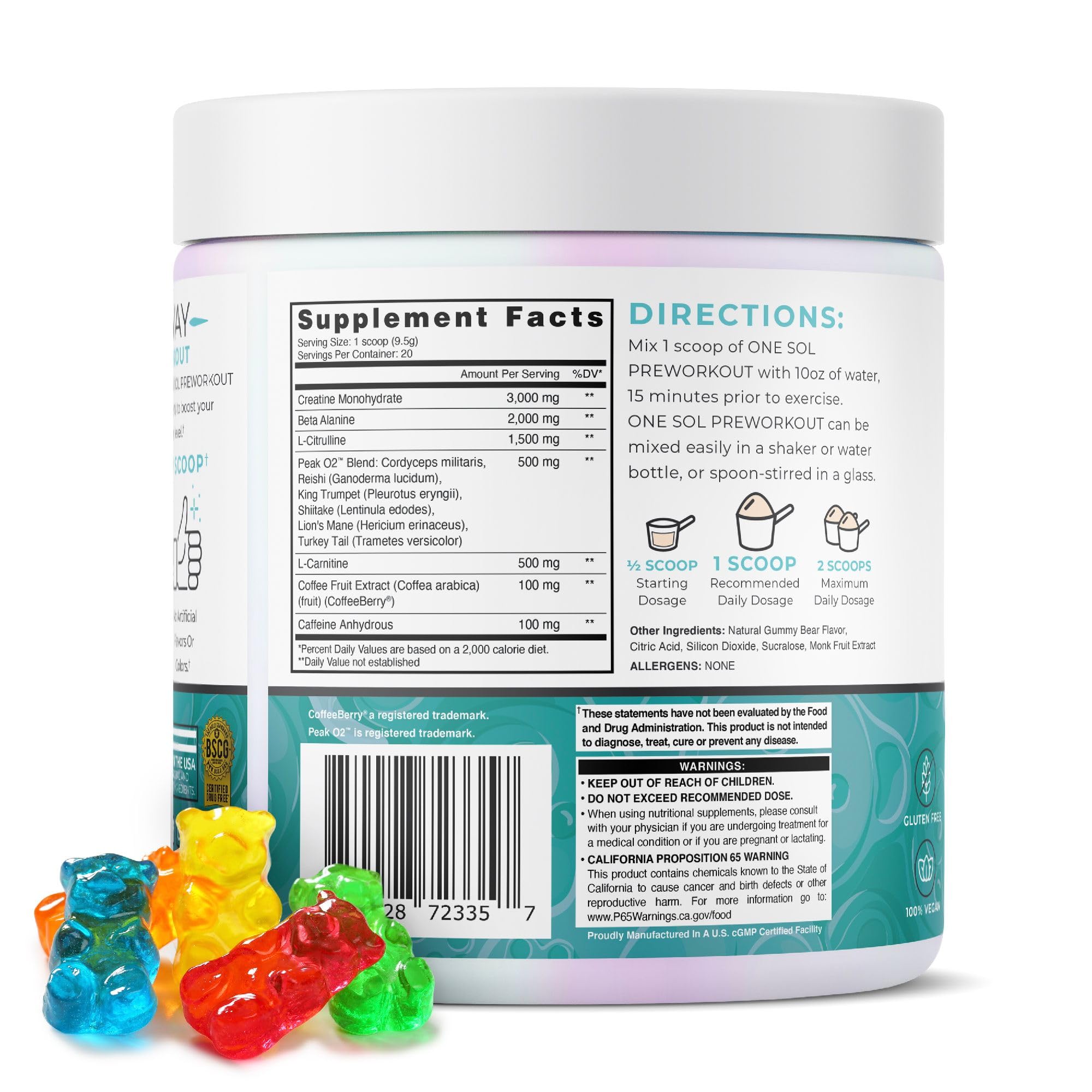 One Sol Pre-Workout for Women, Enhanced Pump & Focus, No Jitters Or Crash, Natural One SolAu supplements