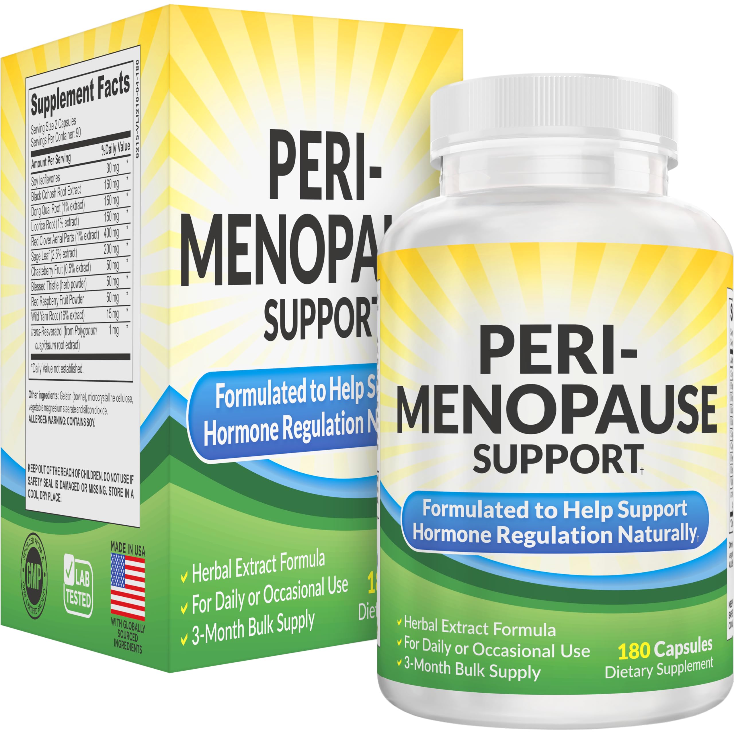 Perimenopause Support (3-Month) Supplement Blend | Women's Health & Hormone Support with 11 Herbs & Extracts | Female Hormonal Balance Supplements | 90-Day Bulk Supply | 180 Capsules Elevate Recovery SupplementsAu supplements