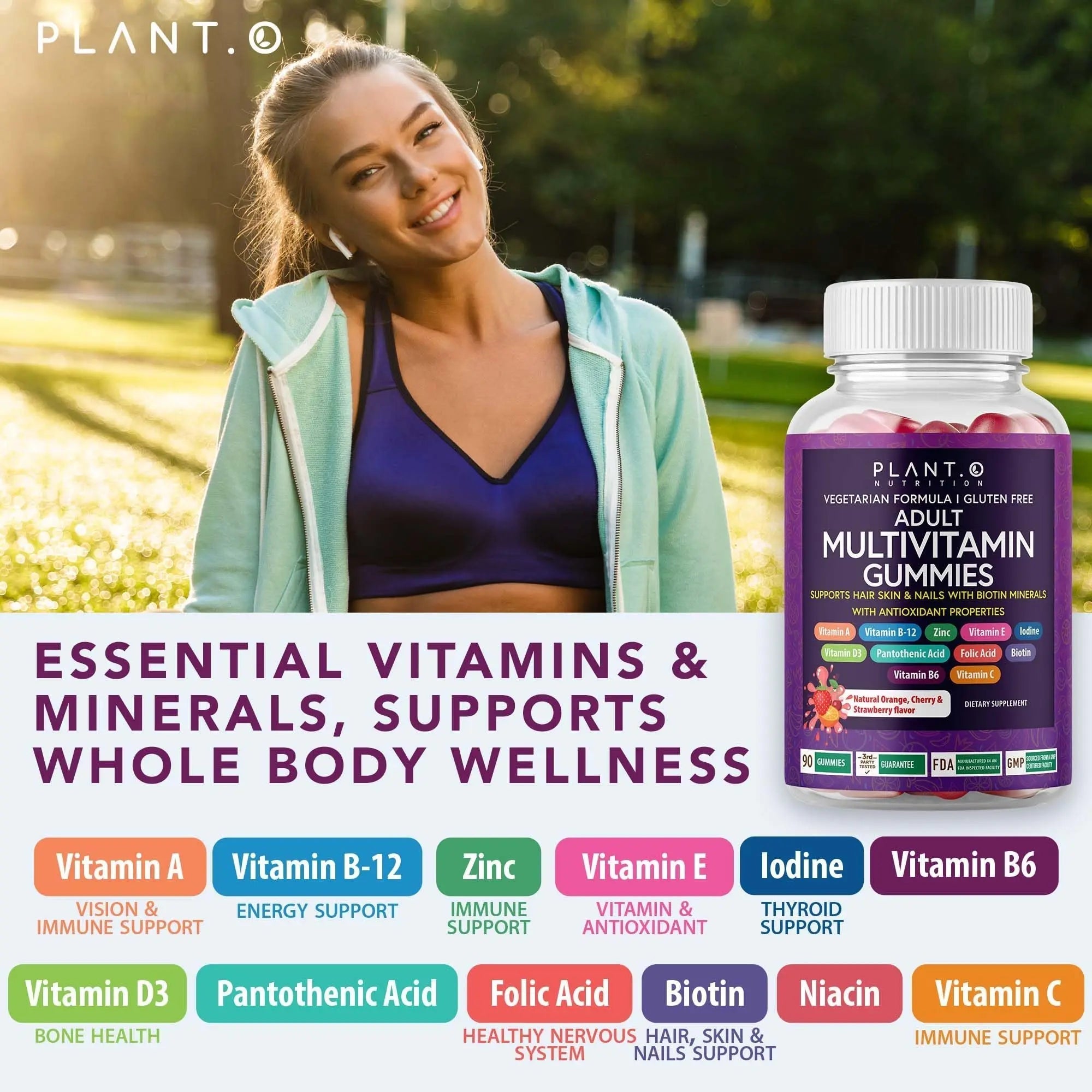 Complete Multivitamin Gummies for Adults – All-in-One Blend of Vitamin A B C D E Zinc and Biotin - Adult Vitamin Gummy for Energy and Immunity PLANT.O NUTRITIONAu supplements