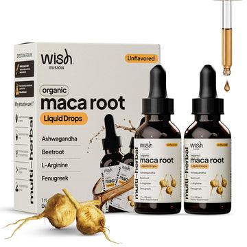 Wish Fusion Maca Root Liquid Drops 2 Pack Organic Maca Root Drops for Energy Support Hormone Balance, Mood Maca Root, Ashwagandha & Tongkat Ali Blend, Liquid Maca Root Extract Fenugreek & Beetroot Wish FusionAu supplements