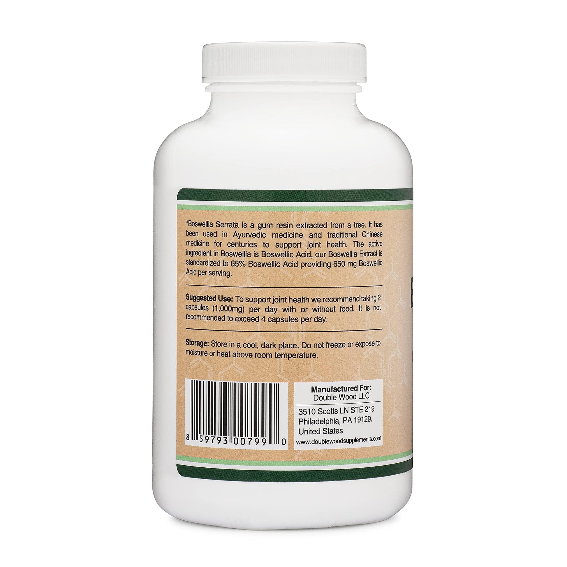 Boswellia Serrata - 240 Capsules (Max Strength 1,000mg of 65% Boswellic Acid Extract) Boswellia Extract Capsules (Joint Support Supplement for Joint Health) Third Party Tested by Double Wood Double Wood SupplementsAu supplements