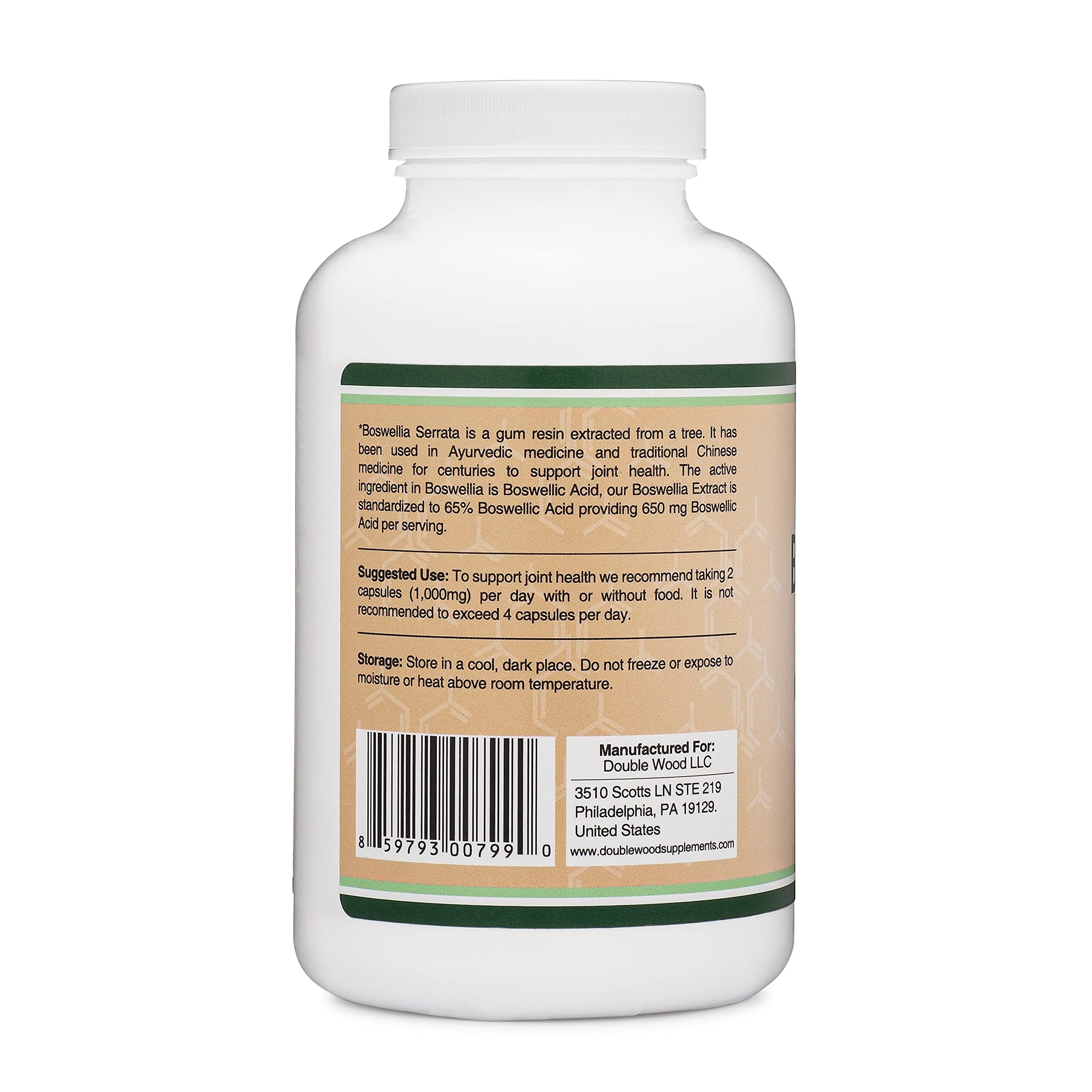 Boswellia Serrata - 240 Capsules (Max Strength 1,000mg of 65% Boswellic Acid Extract) Boswellia Extract Capsules (Joint Support Supplement for Joint Health) Third Party Tested by Double Wood Double Wood SupplementsAu supplements
