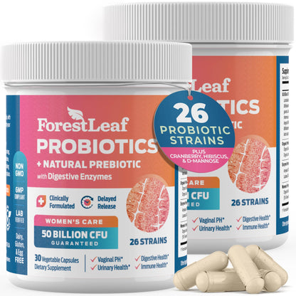 ForestLeaf Womens Probiotic 50 Billion CFU with Organic Prebiotics, Digestive Enzymes ForestLeafUS supplements