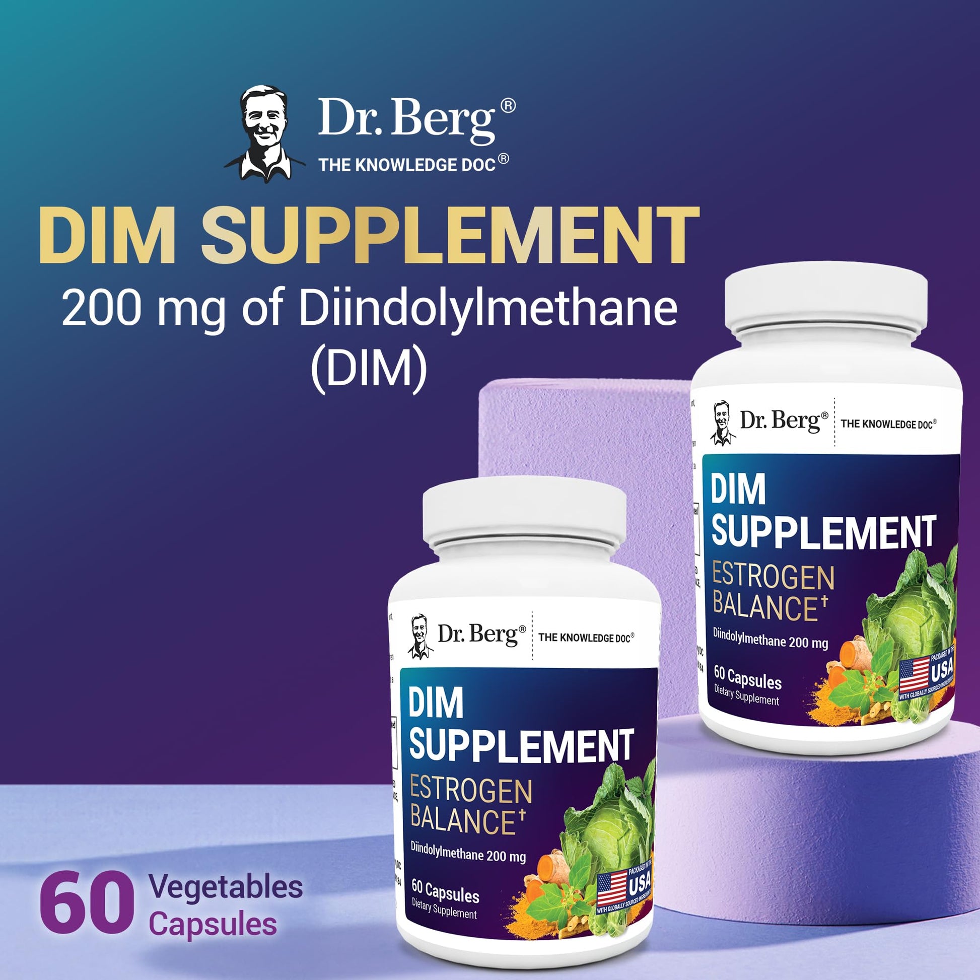 Dr. Berg DIM Supplement Estrogen Balance - Original Estrogen Supplement for Women with Diindolylmethane for Menstrual Symptoms & Menopause Relief & Black Pepper for Enhanced Absorption - 60 Capsules Dr. Berg NutritionalsAu supplements