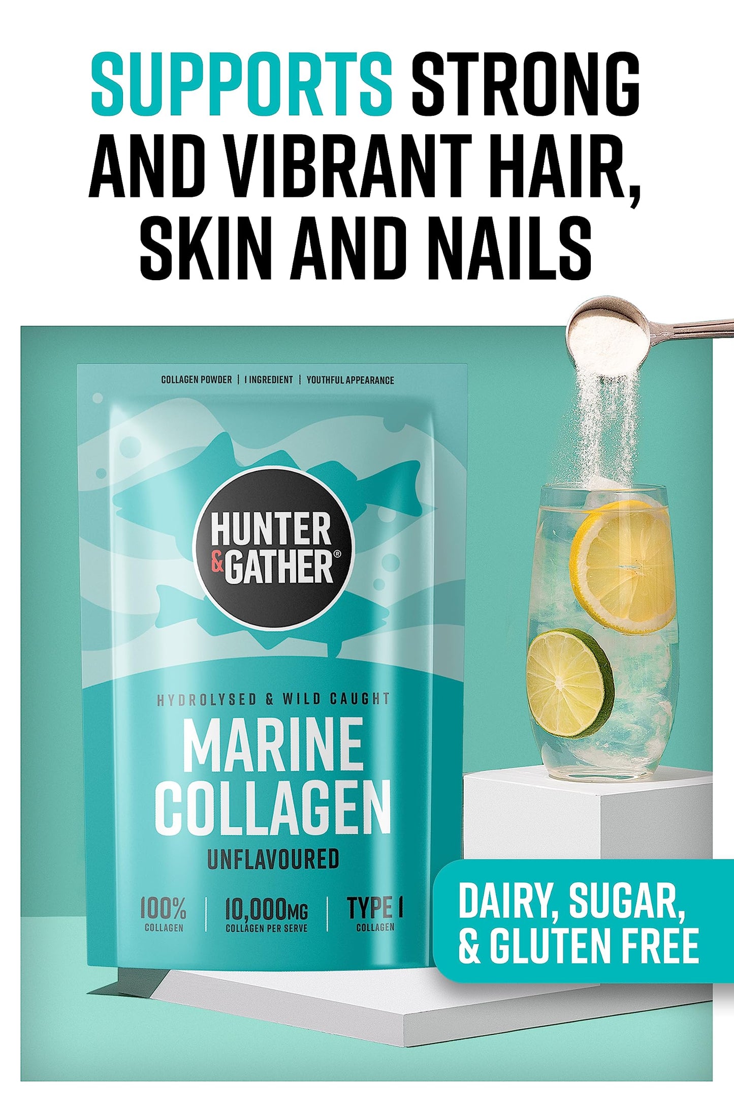 Hunter & Gather Marine Collagen Powder 300g | Pure Unflavoured Premium Hydrolysed Wild Caught Marine Collagen Hunter & GatherUS supplements