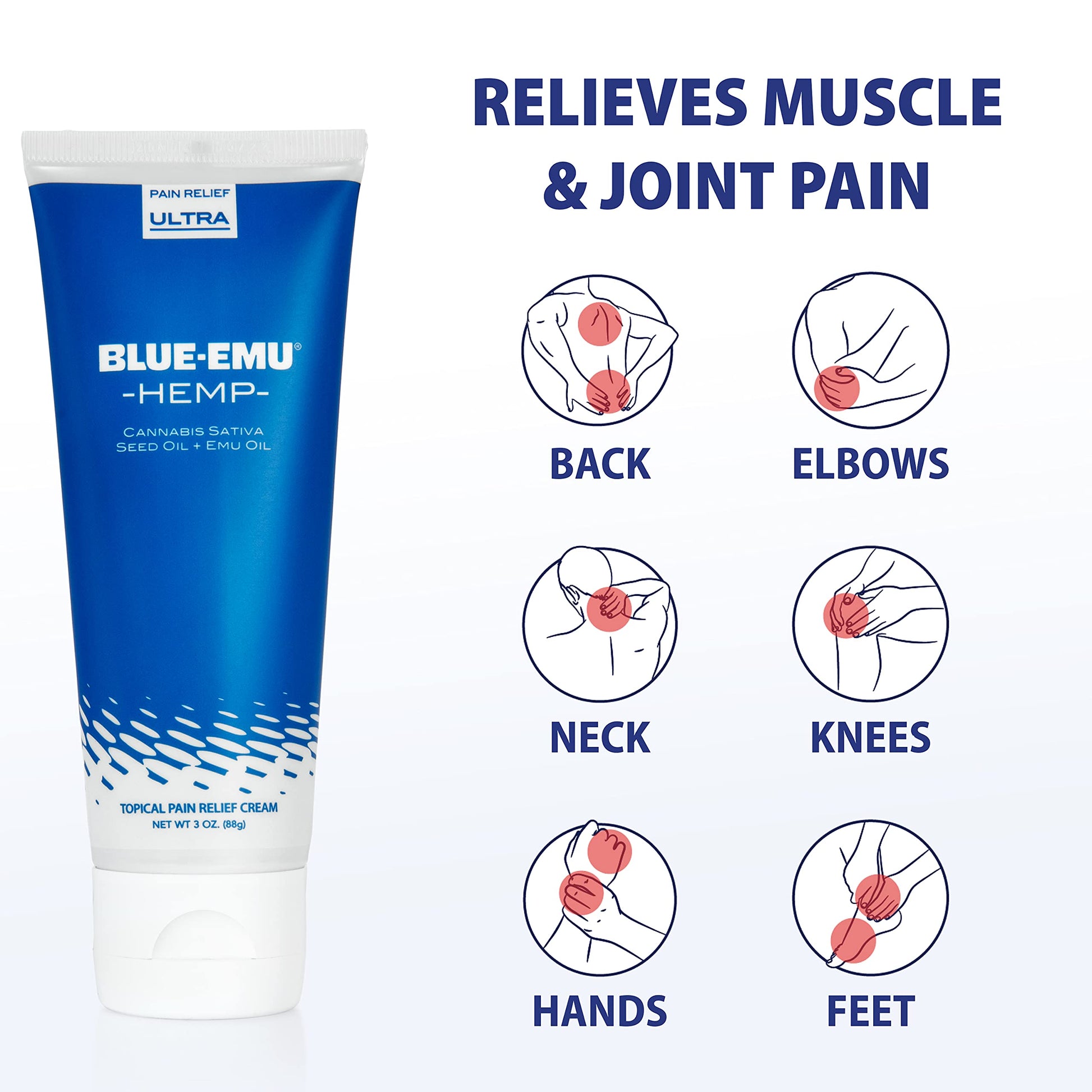 BLUE-EMU Ultra Hemp Arthritis Pain Relief Cream for Fast Joint & Muscle Relief, 3 Oz, 1 Pack BLUE-EMUAu supplements