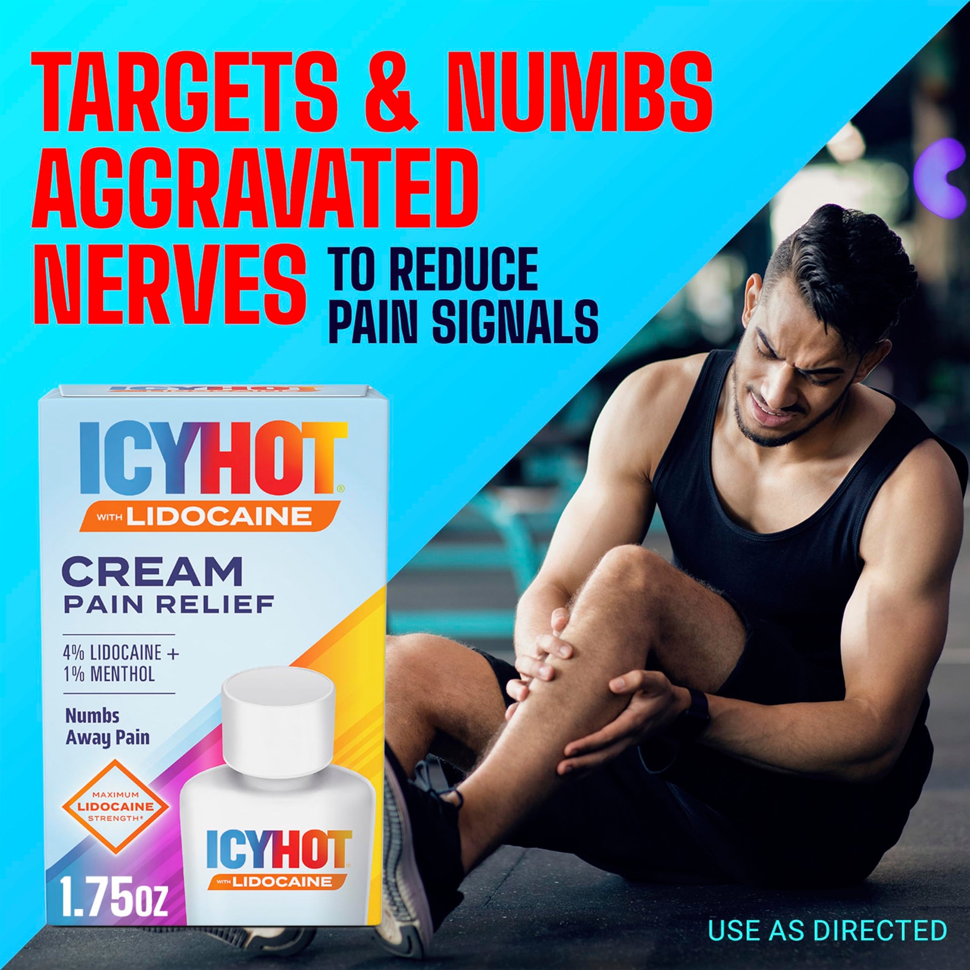 Icy Hot Lidocaine Pain Relief Cream, Numb Aggravated Nerves with Max Strength Lidocaine 4% and Menthol 1%, Fast-Acting Pain Relief for Minor Pain, Backaches, Sprains and Strains, 1.75 oz Icy HotAu supplements