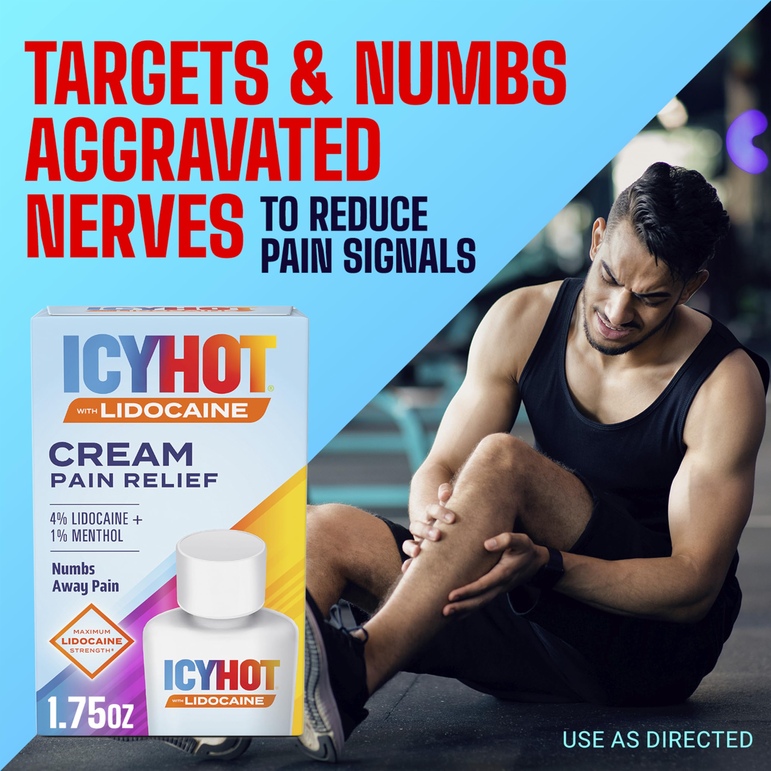 Icy Hot Lidocaine Pain Relief Cream, Numb Aggravated Nerves with Max Strength Lidocaine 4% and Menthol 1%, Fast-Acting Pain Relief for Minor Pain, Backaches, Sprains and Strains, 1.75 oz Icy HotAu supplements