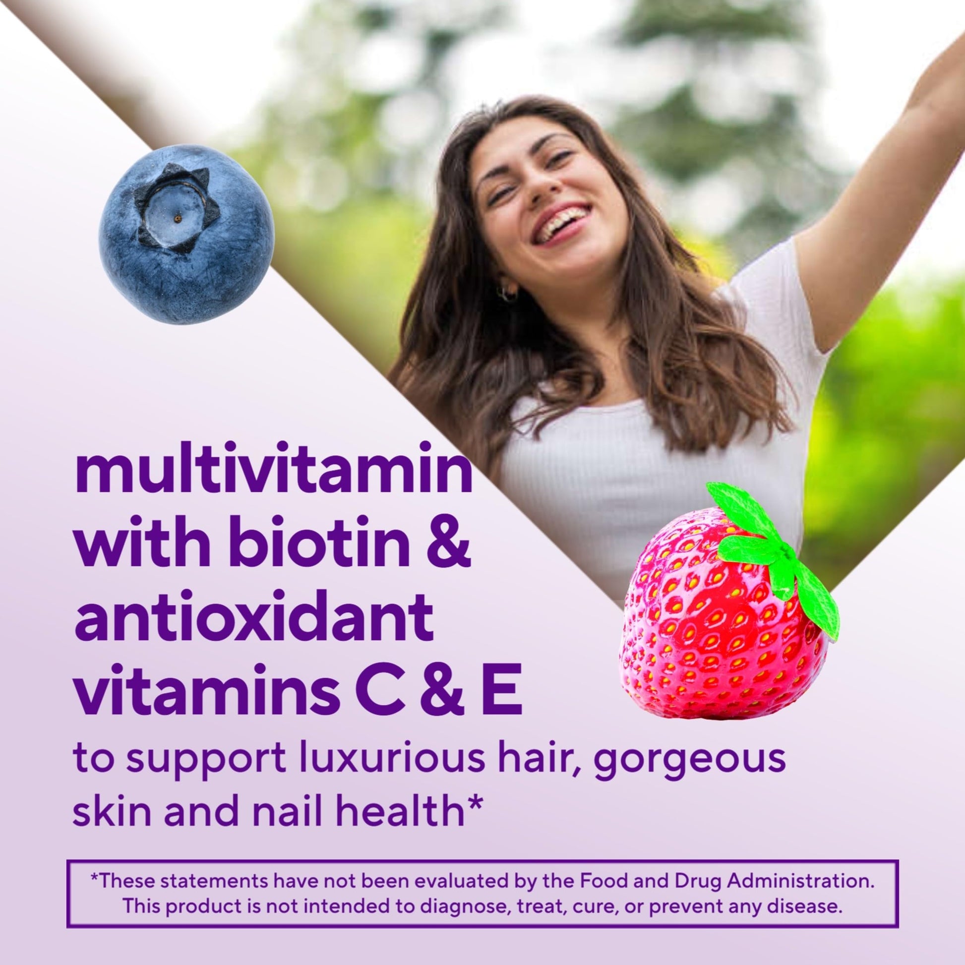 Vitafusion Gorgeous Hair, Skin & Nails Multivitamin Gummy Vitamins, plus Biotin and Antioxidant vitamins C&E, Raspberry Flavor VitafusionAu supplements