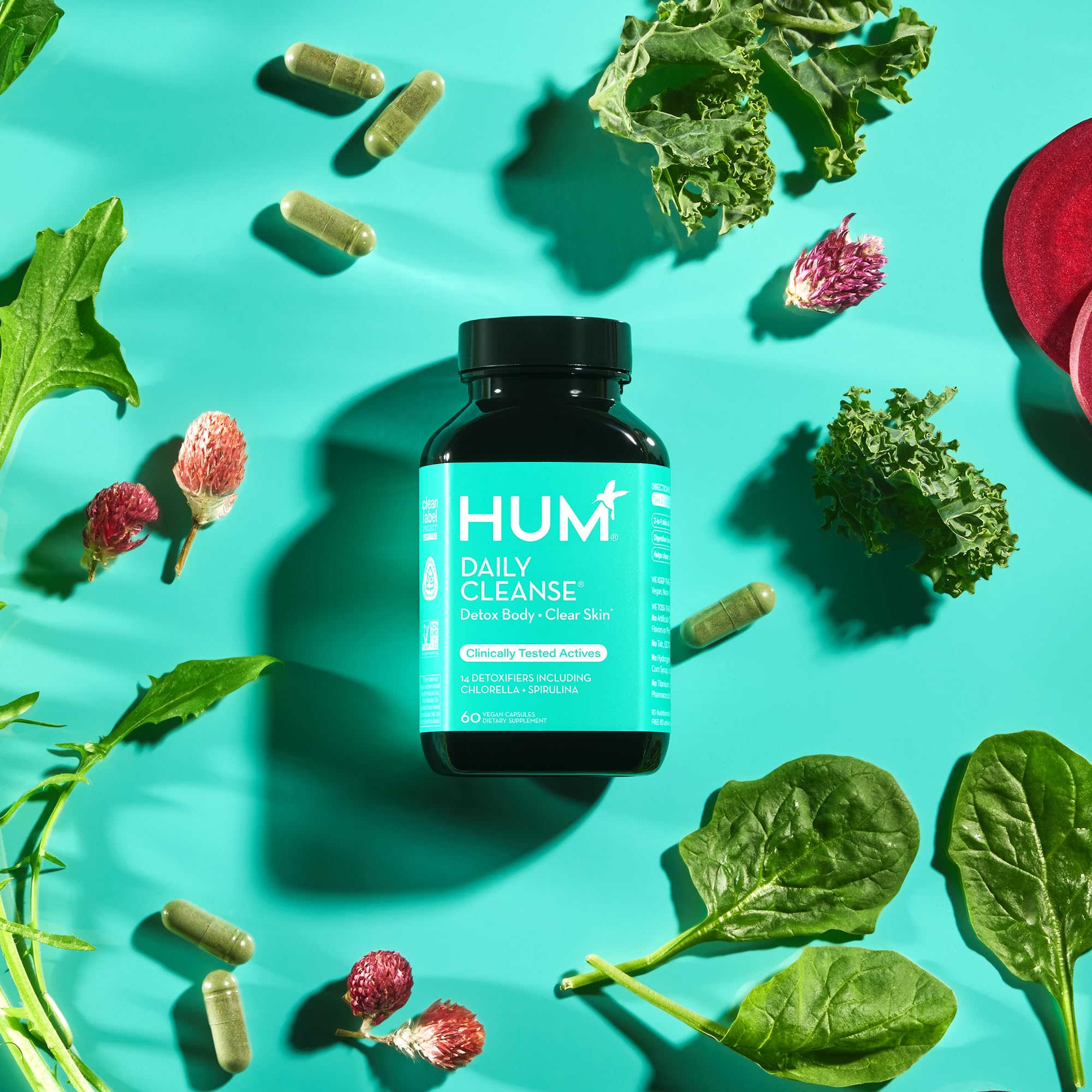 HUM Daily Cleanse Acne Supplements - Support for Clear Skin & Improved Digestion HUMUS supplements