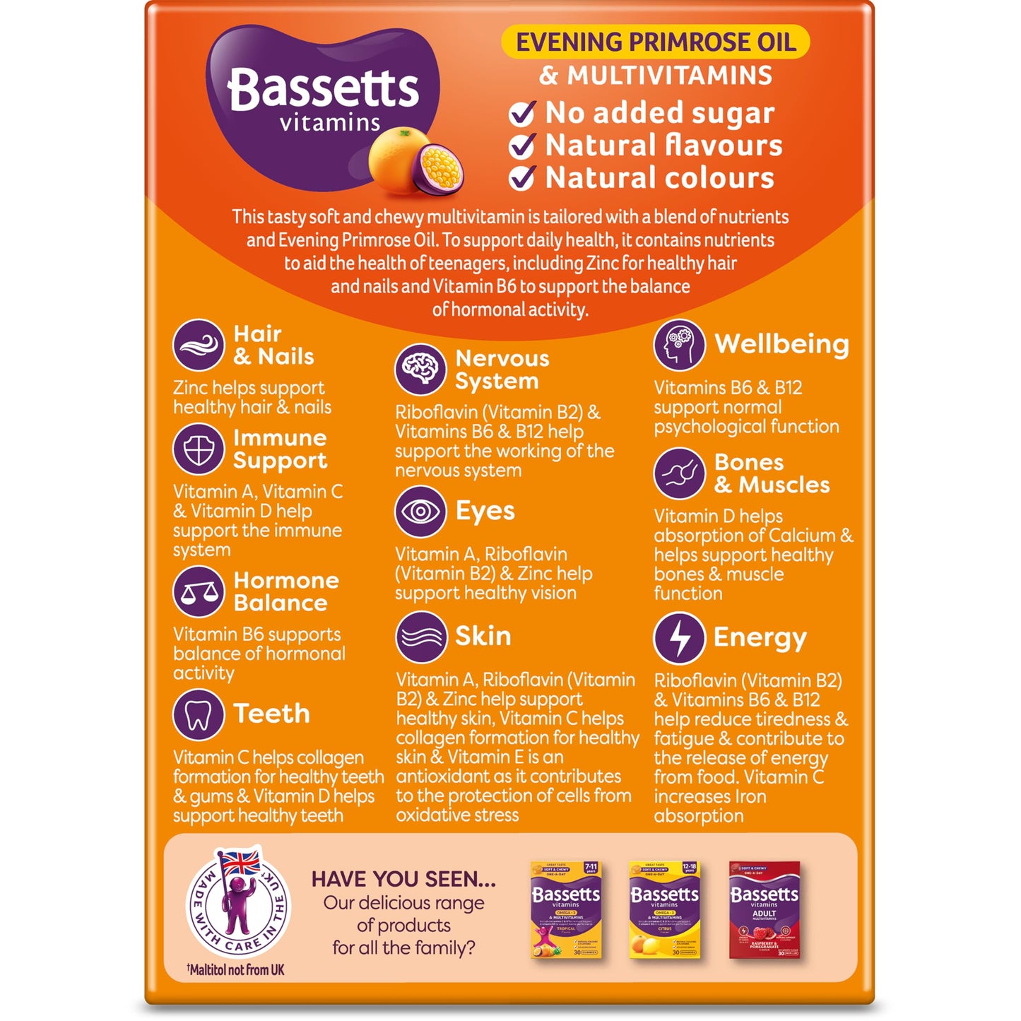 Bassetts Vitamins 12-18 EPO Orange & Passion Fruit 30's, 94.2 g, Orange and passionfruit Bassetts VitaminsUS supplements