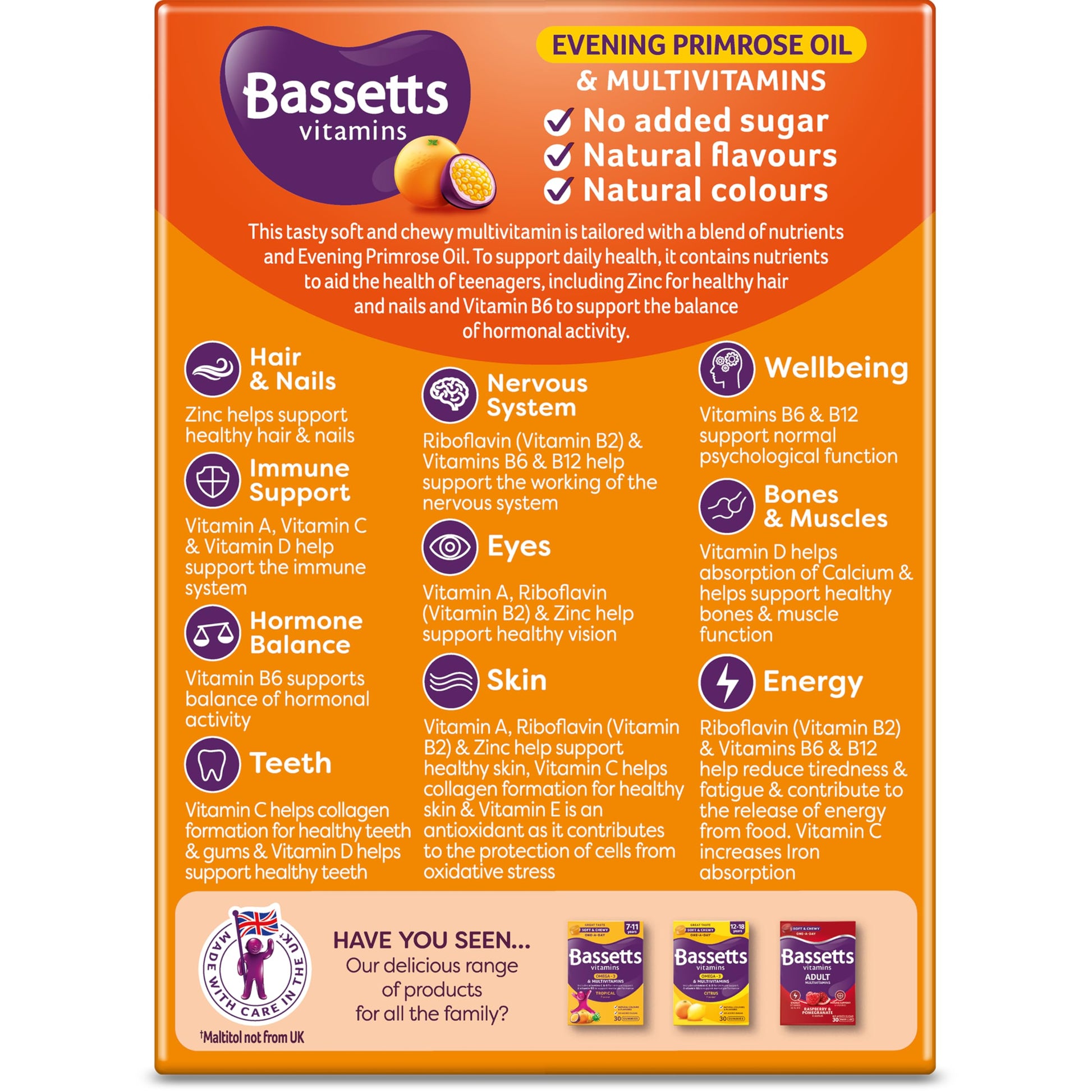 Bassetts Vitamins 12-18 EPO Orange & Passion Fruit 30's, 94.2 g, Orange and passionfruit Bassetts VitaminsUS supplements