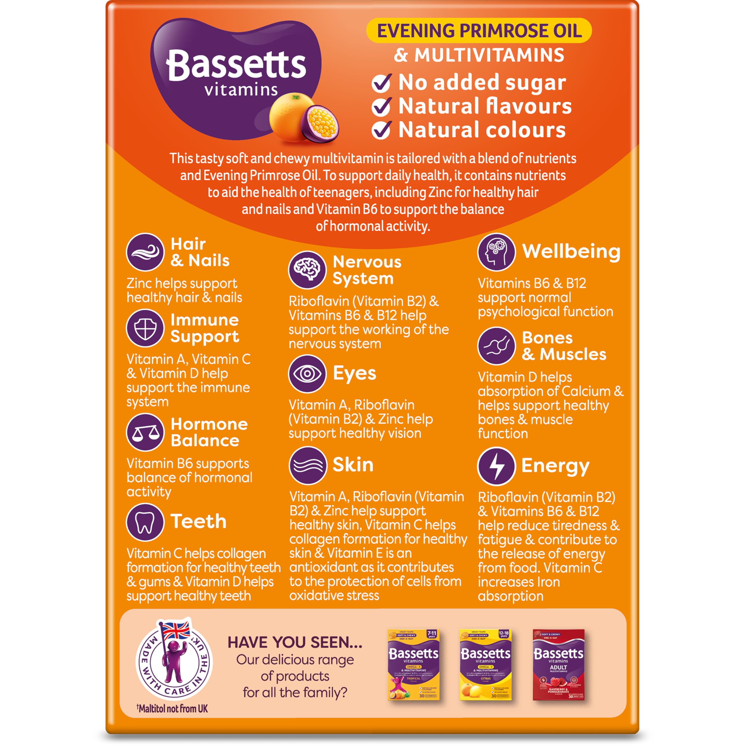 Bassetts Vitamins 12-18 EPO Orange & Passion Fruit 30's, 94.2 g, Orange and passionfruit Bassetts VitaminsUS supplements