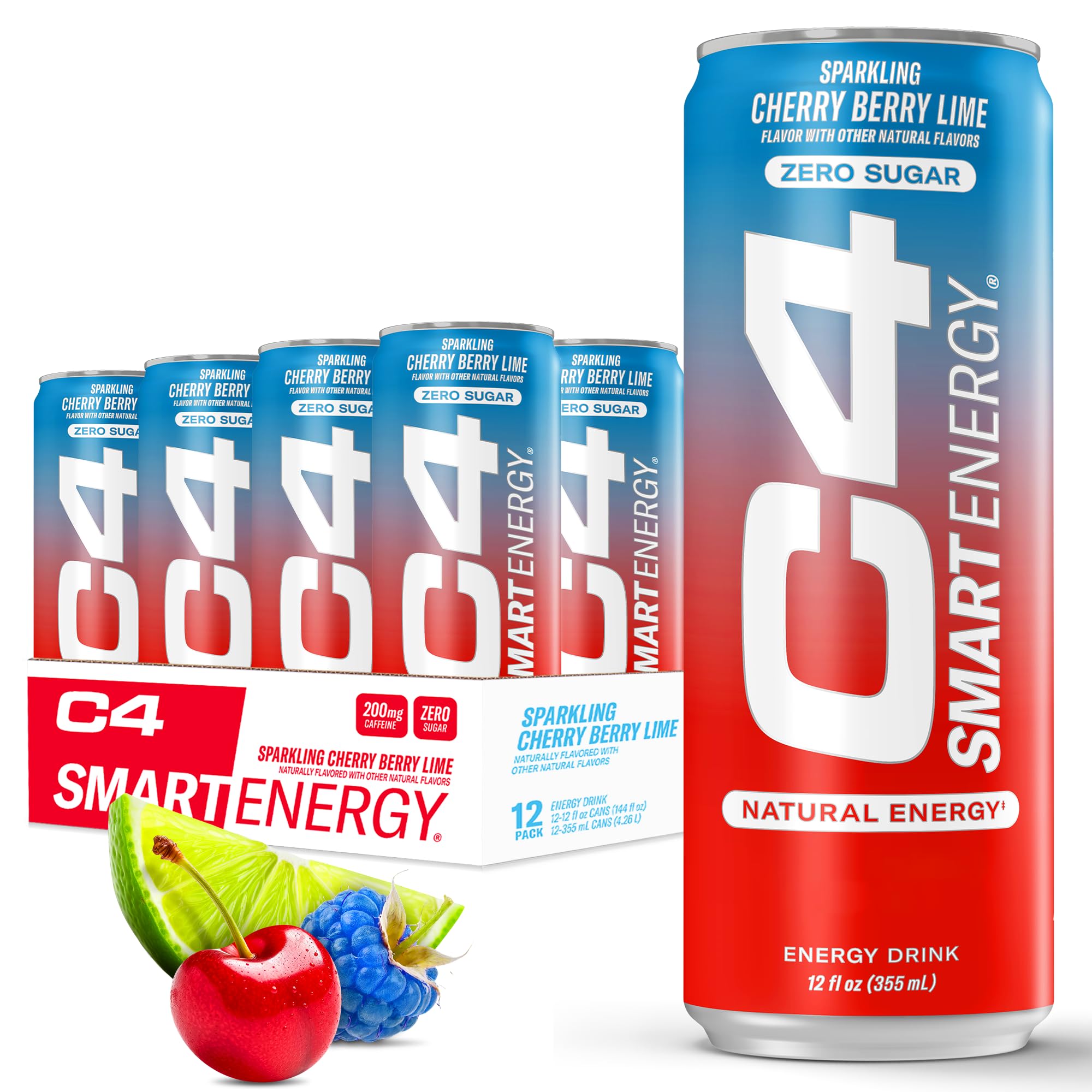 Cellucor C4 Smart Energy Drink - Sugar Free Performance Fuel & Nootropic Brain Booster, Coffee Substitute or Alternative | Cherry Berry Lime 12 Oz - 12 Pack C4Au supplements